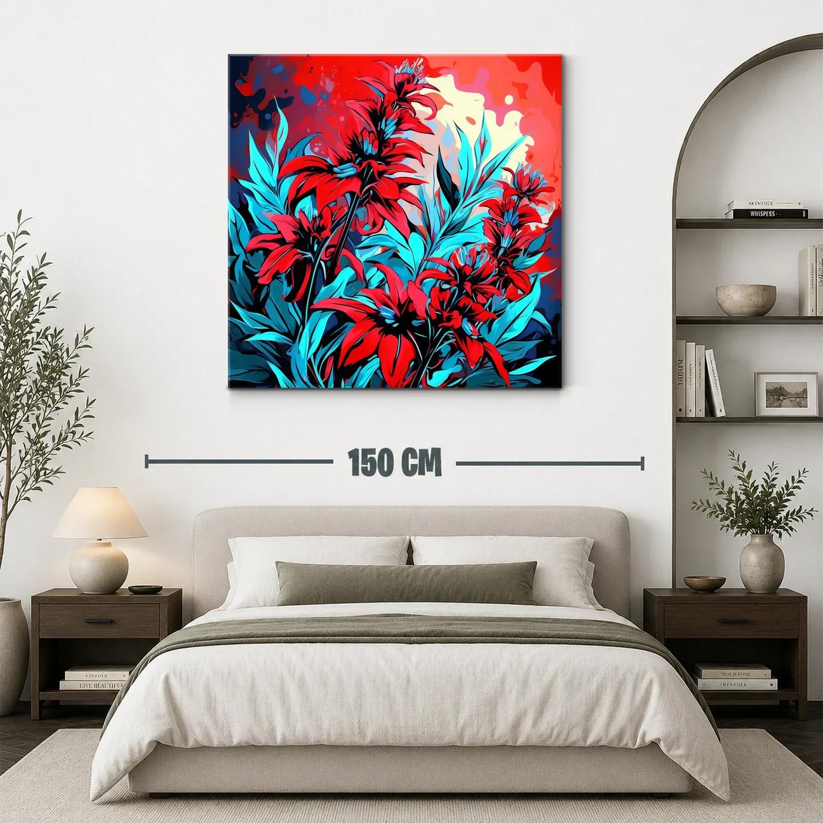 Vibrante composición floral en tonos rojos y azules eléctricos — miniatura 3
