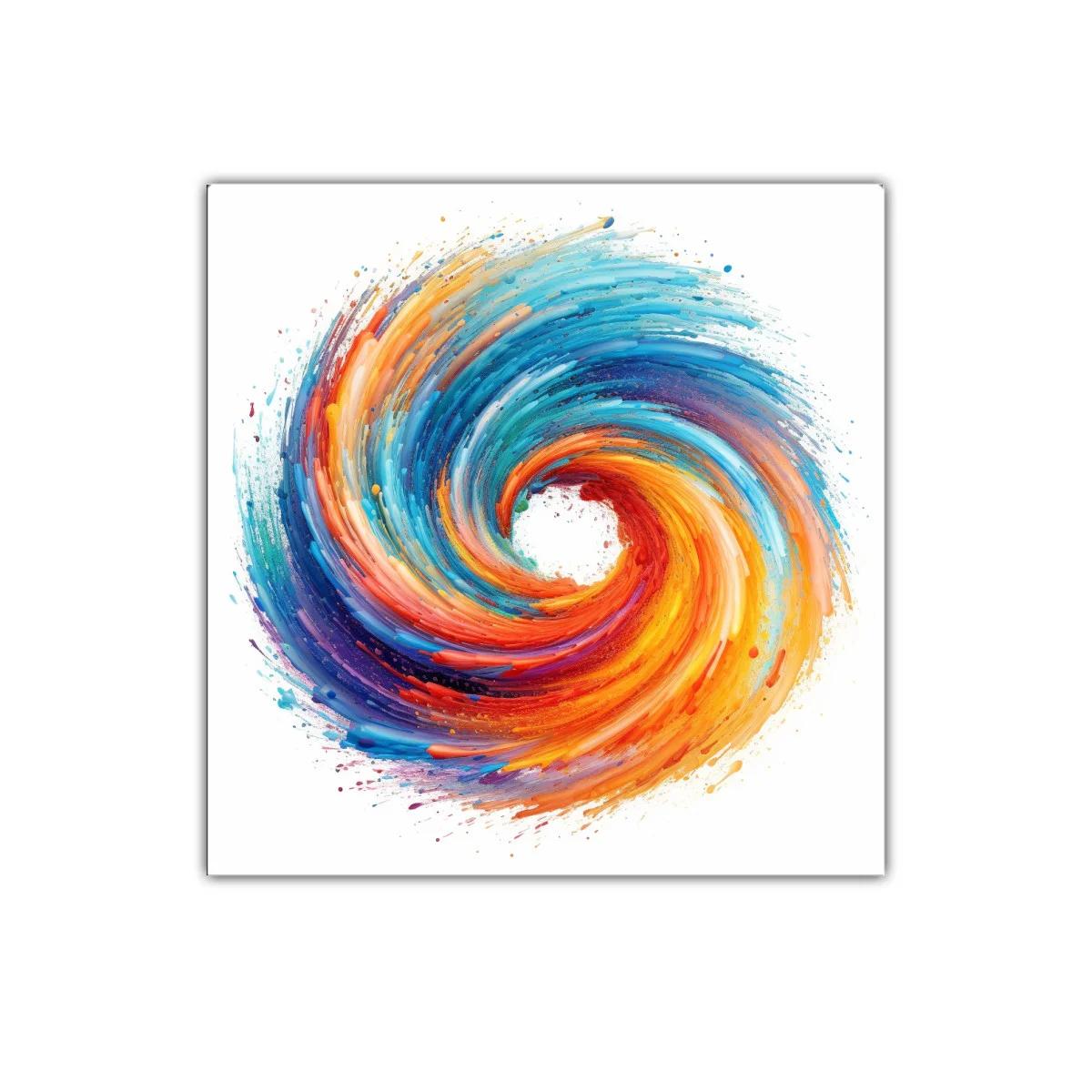 Cuadro abstracto con remolino vibrante de colores cálidos y fríos — miniatura 1
