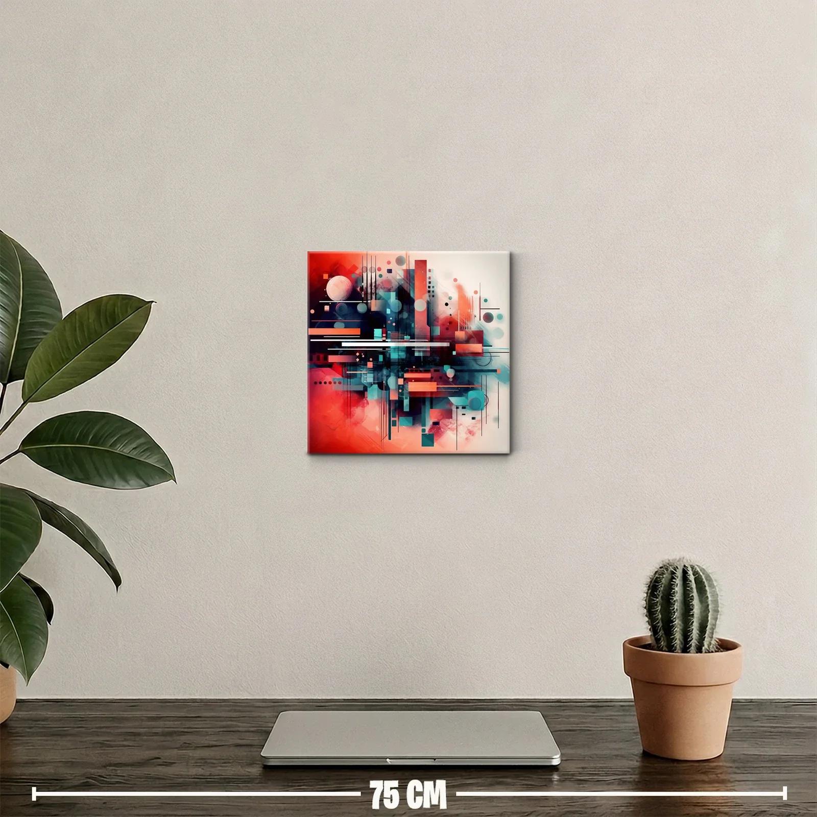 Composición abstracta dinámica en tonos cálidos y fríos — miniatura 2