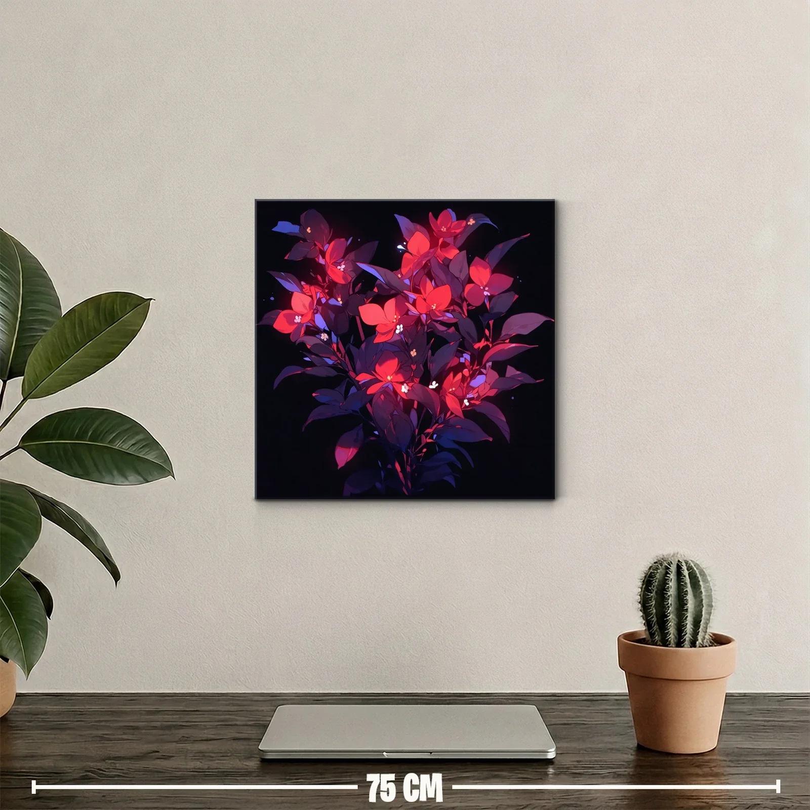 Ramo vibrante con flores rojas y hojas violetas intensas — miniatura 2