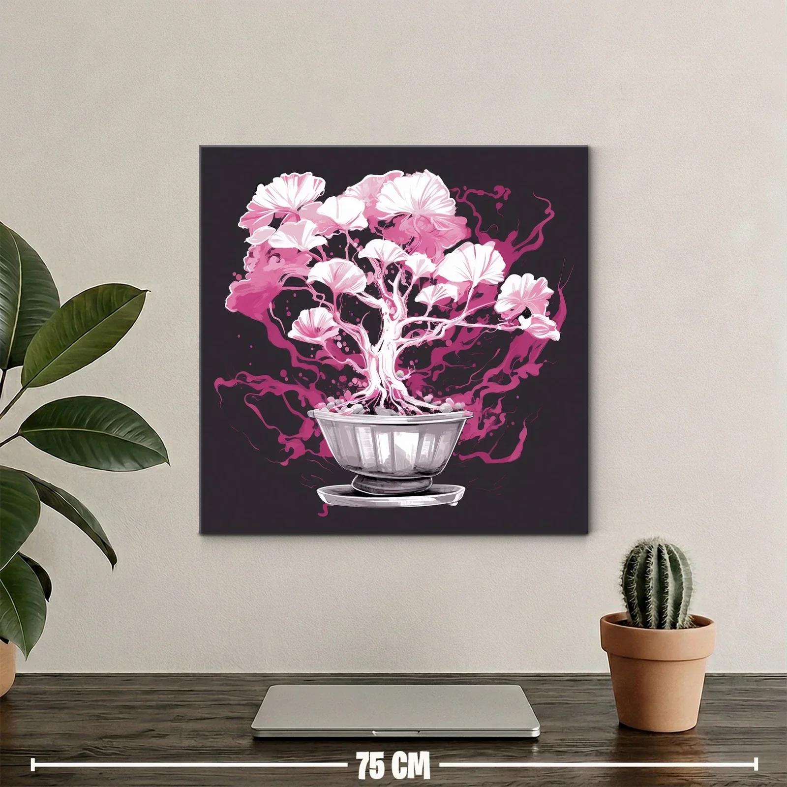 Árbol de flores blancas y rosas sobre fondo oscuro — miniatura 2