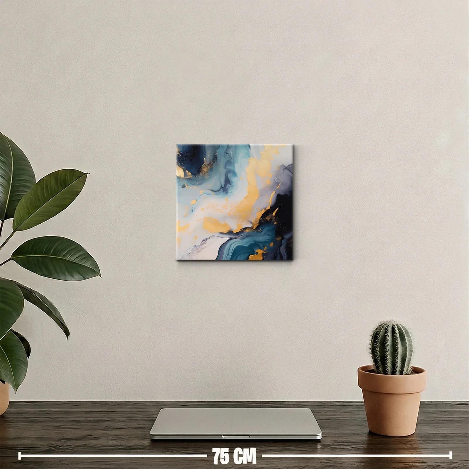 Cuadro abstracto con tonos dorados y azules para decoración — miniatura 2