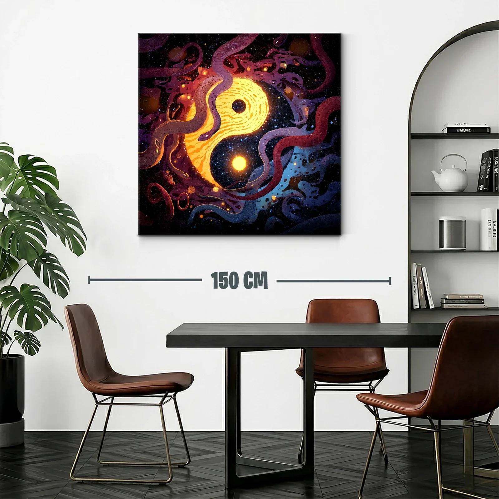 Yin Yang cósmico entre serpientes en galaxia vibrante — miniatura 2