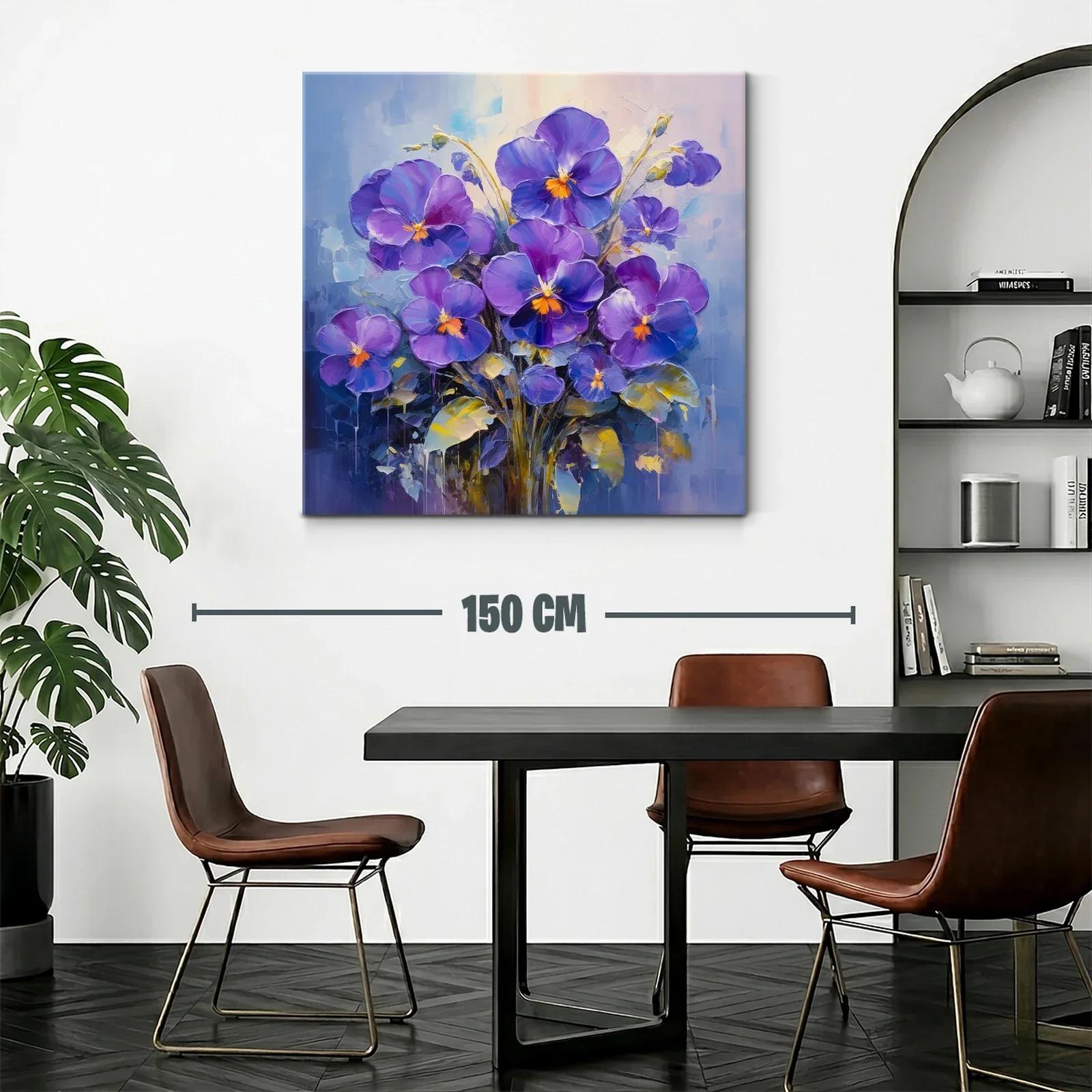 Cuadro moderno con flamantes flores violetas y detalles cálidos — miniatura 2