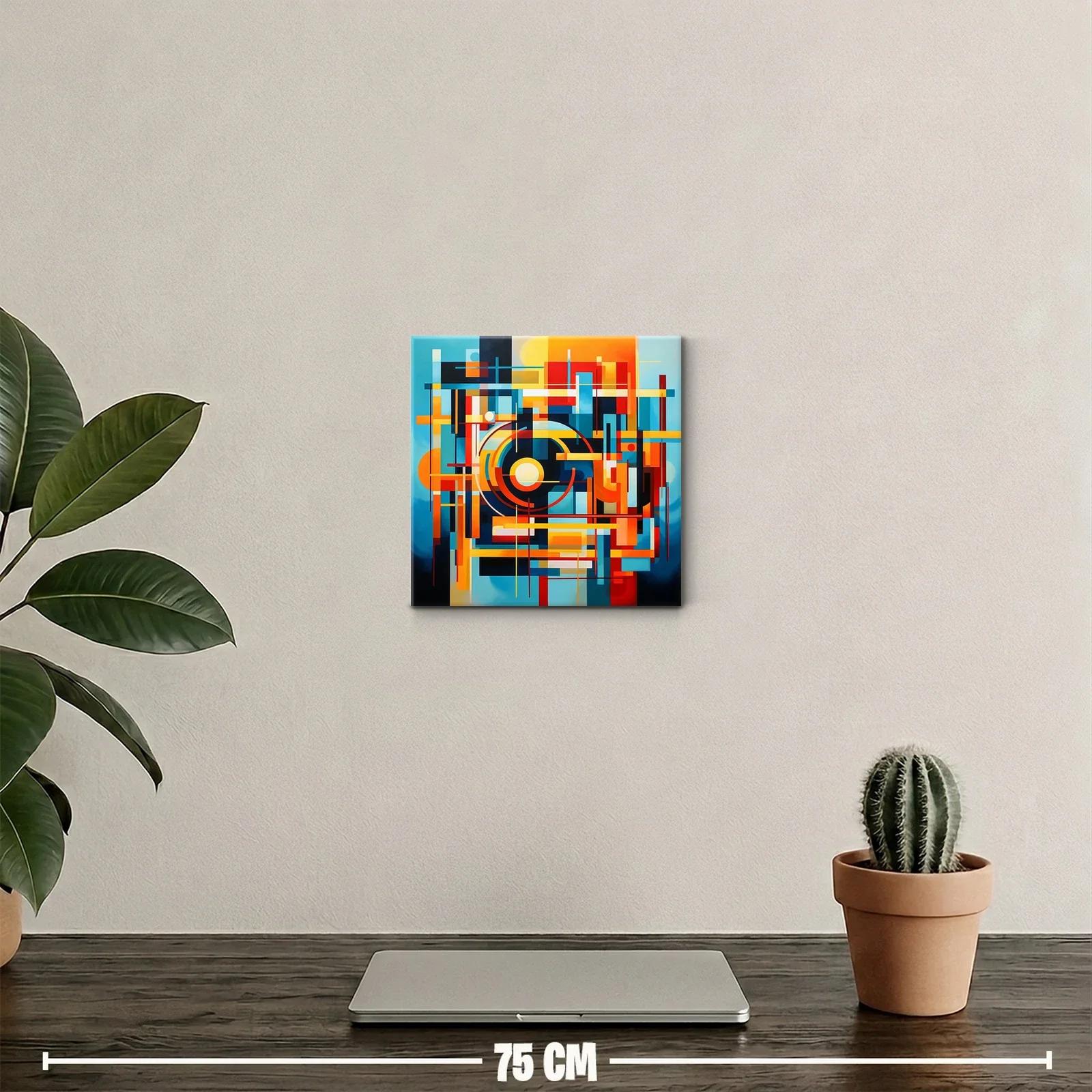 Composición geométrica en tonos cálidos y azules vibrantes — miniatura 2