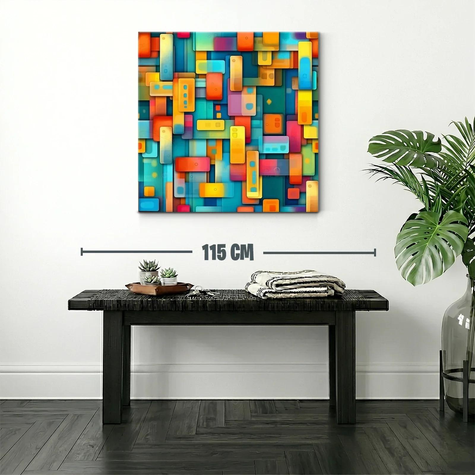 Composición geométrica en vibrantes tonos cálidos y fríos — miniatura 2