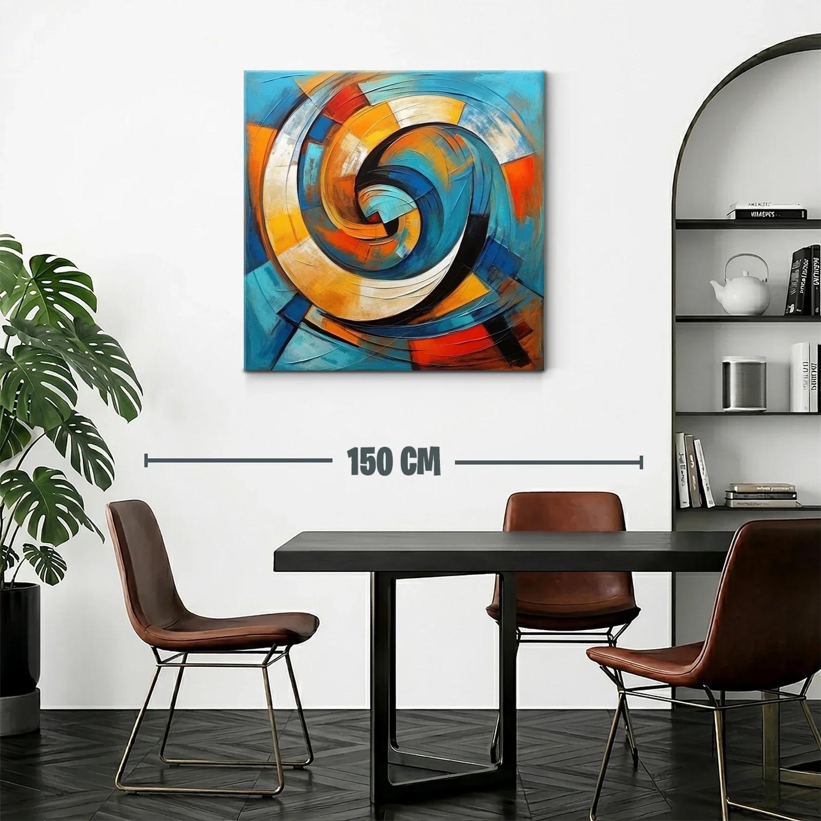 Cuadro abstracto espiral con tonos vibrantes y dinámicos — miniatura 2