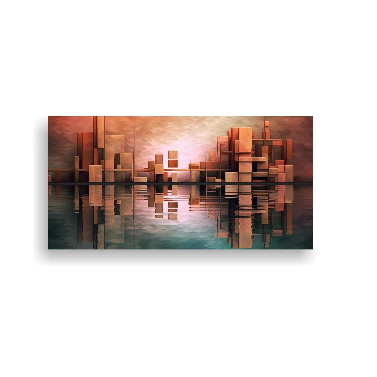 Cuadro skyline abstracto con reflejo especular — imagen principal
