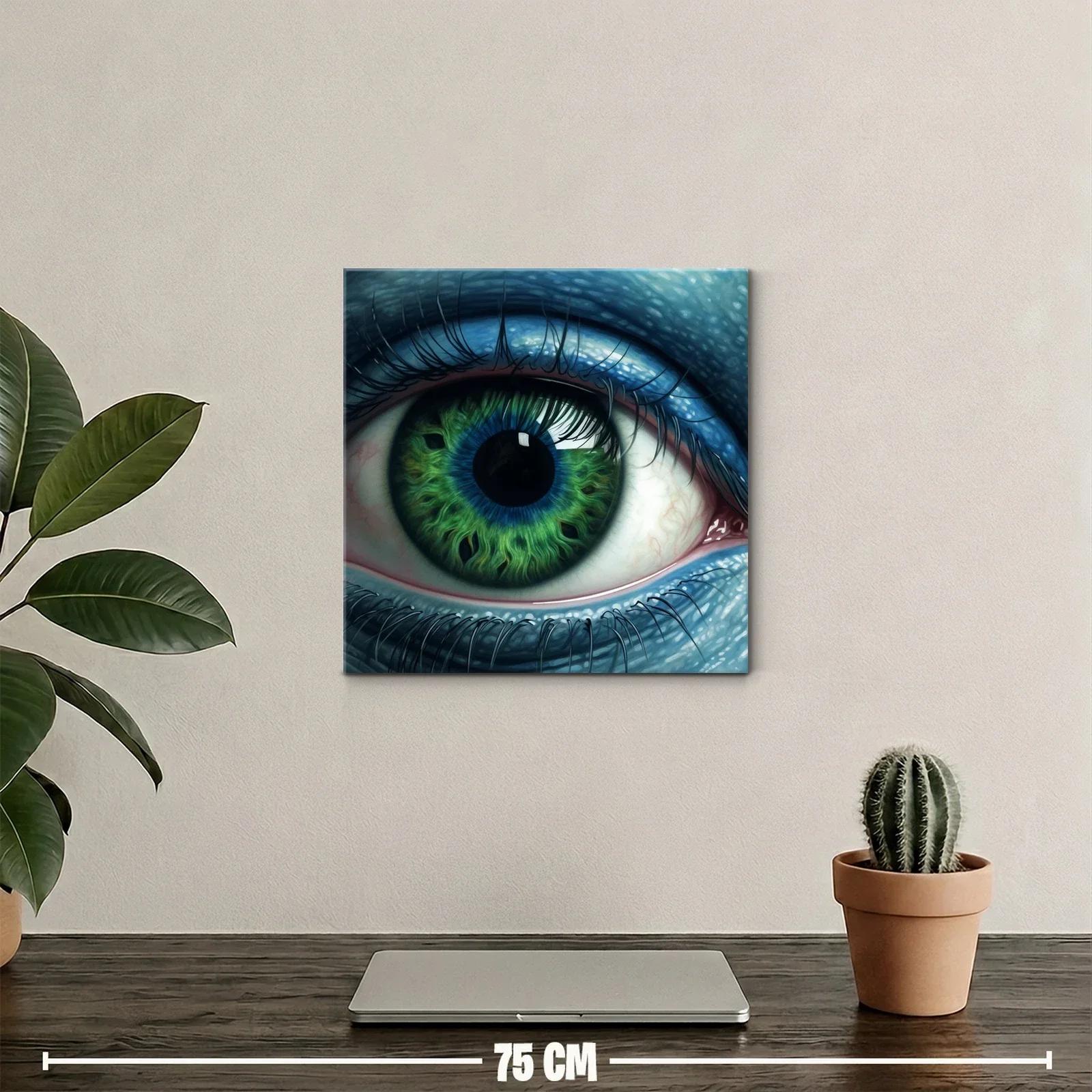 Impactante cuadro con ojo verde y azul en detalle extremo — miniatura 2