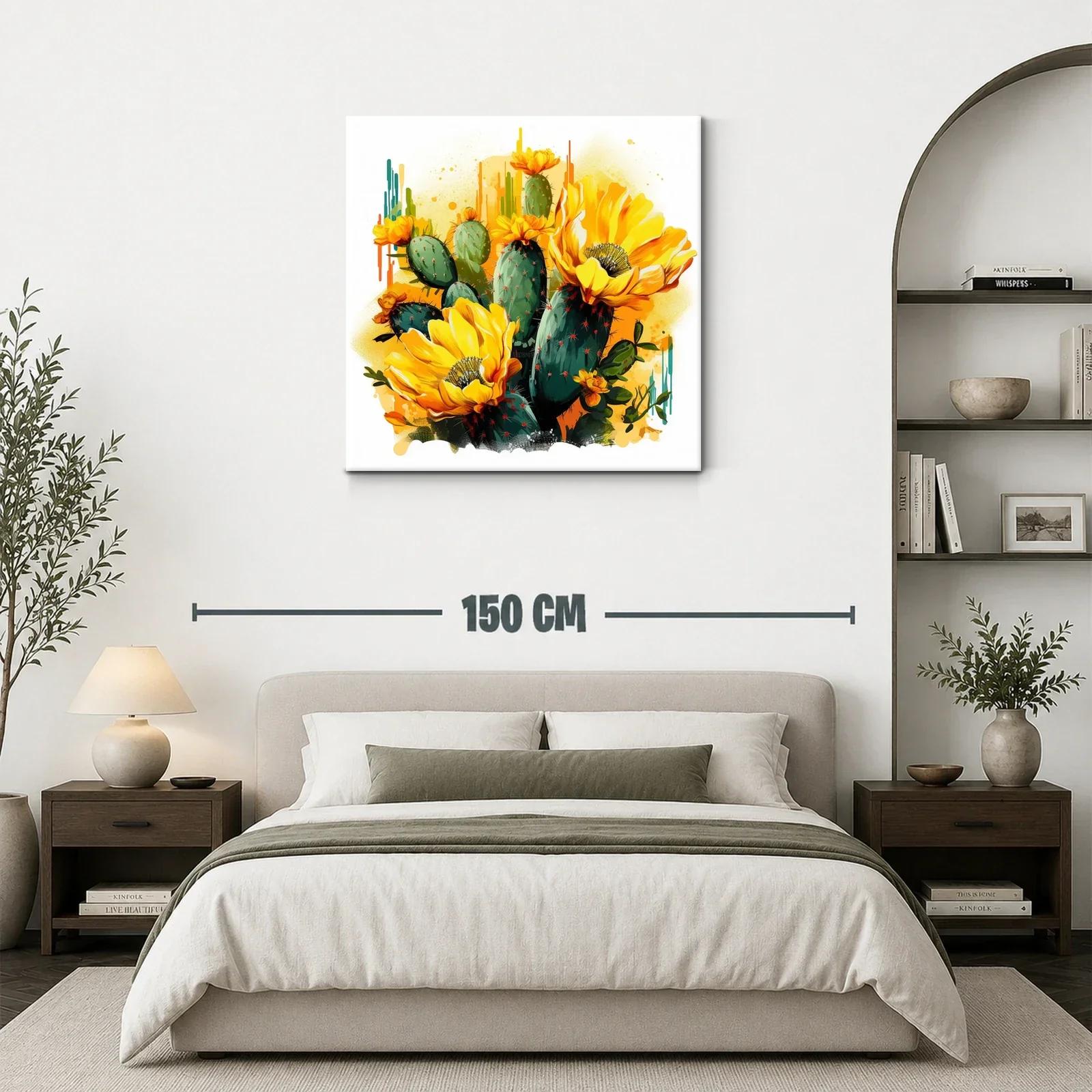 Vibrante composición de cactus en flor amarilla y verde — miniatura 3