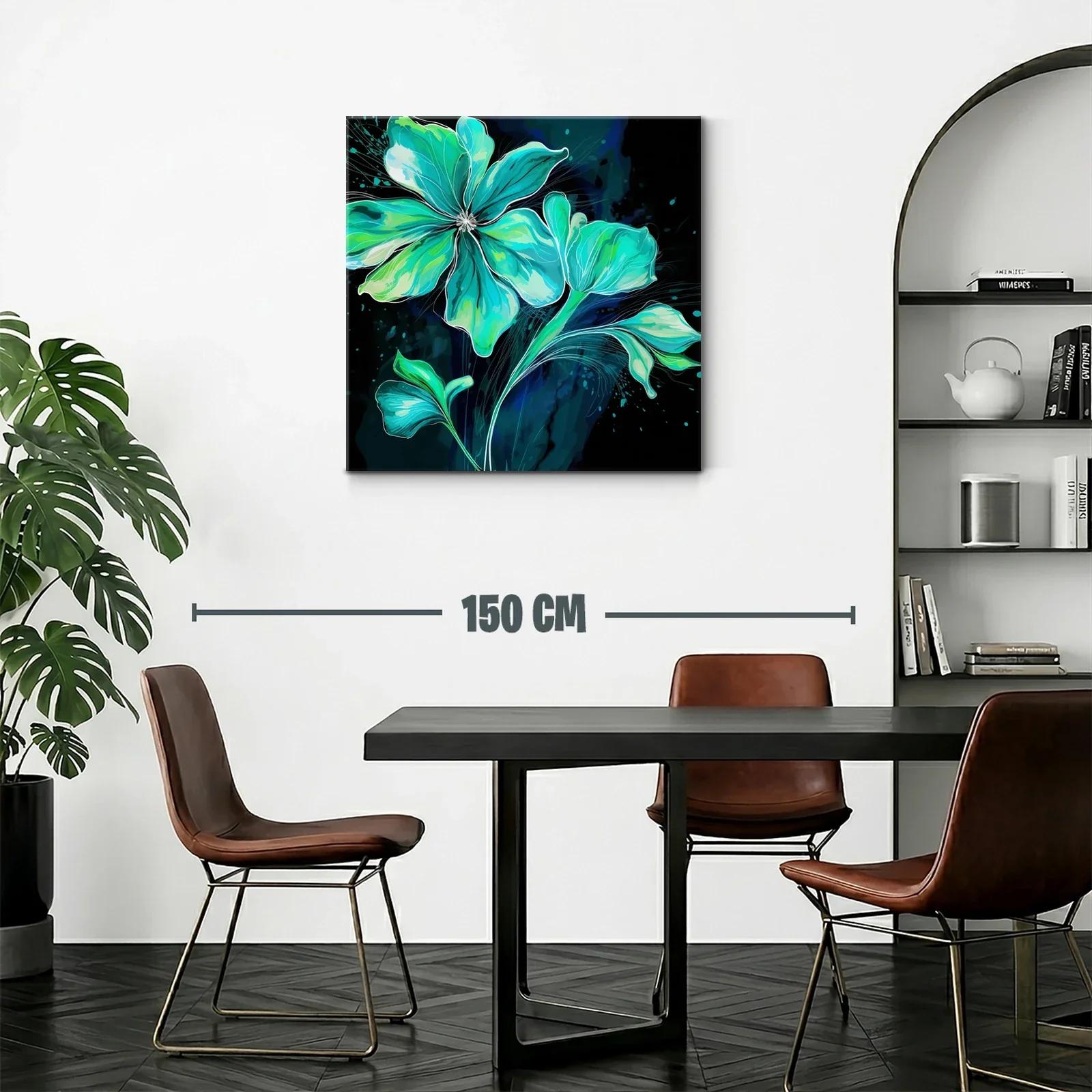 Flor azul vibrante con detalles en verdes y negros — miniatura 2