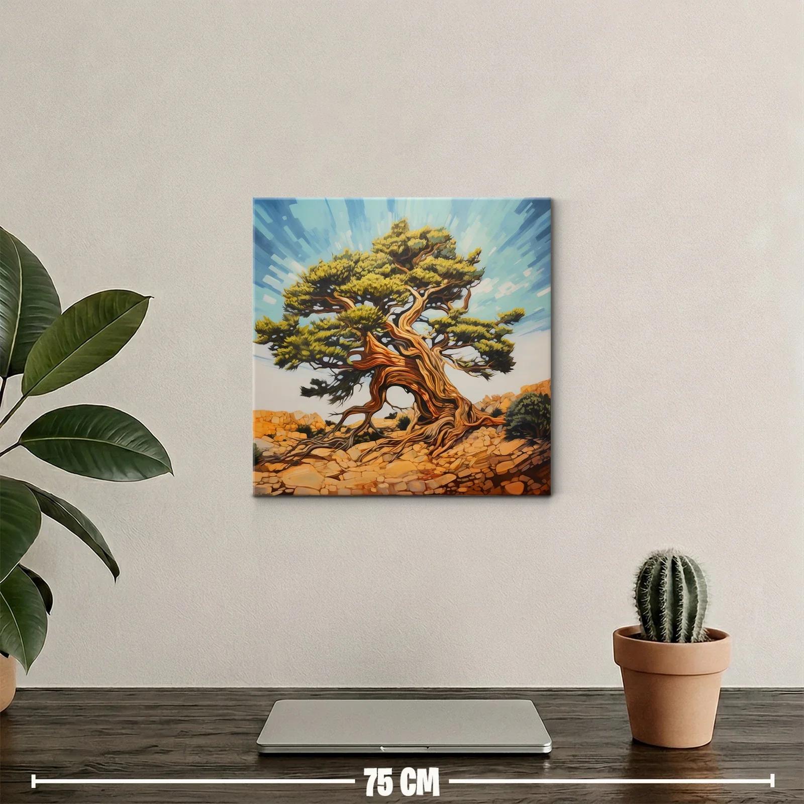 Árbol retorcido con ramas y hojas verdes bajo cielo azul — miniatura 2
