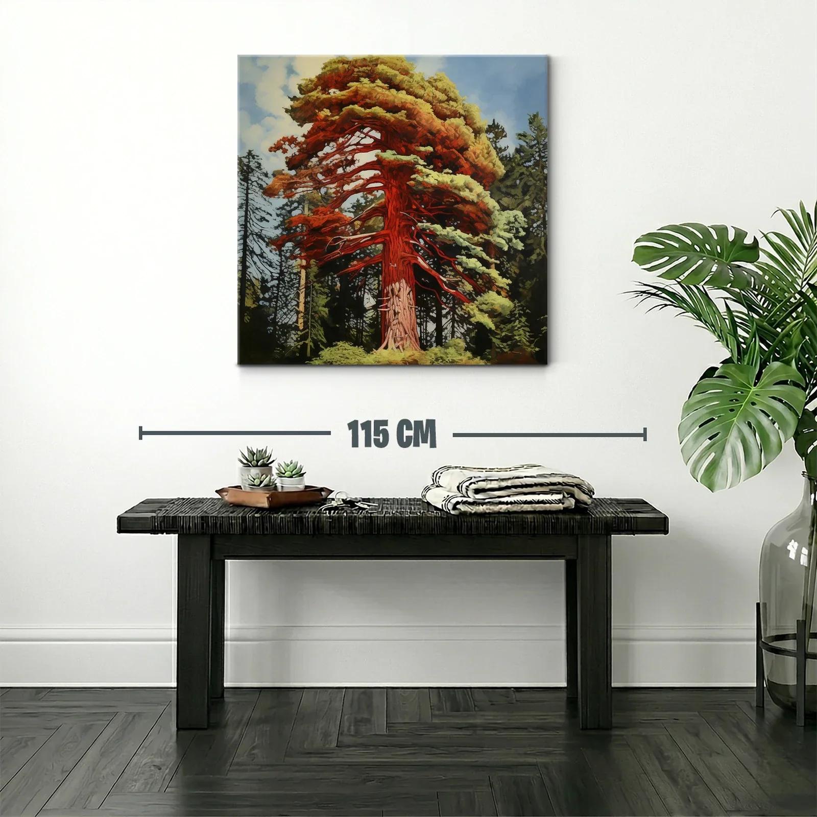 Imponente árbol rojo en bosque natural vibrante — miniatura 2