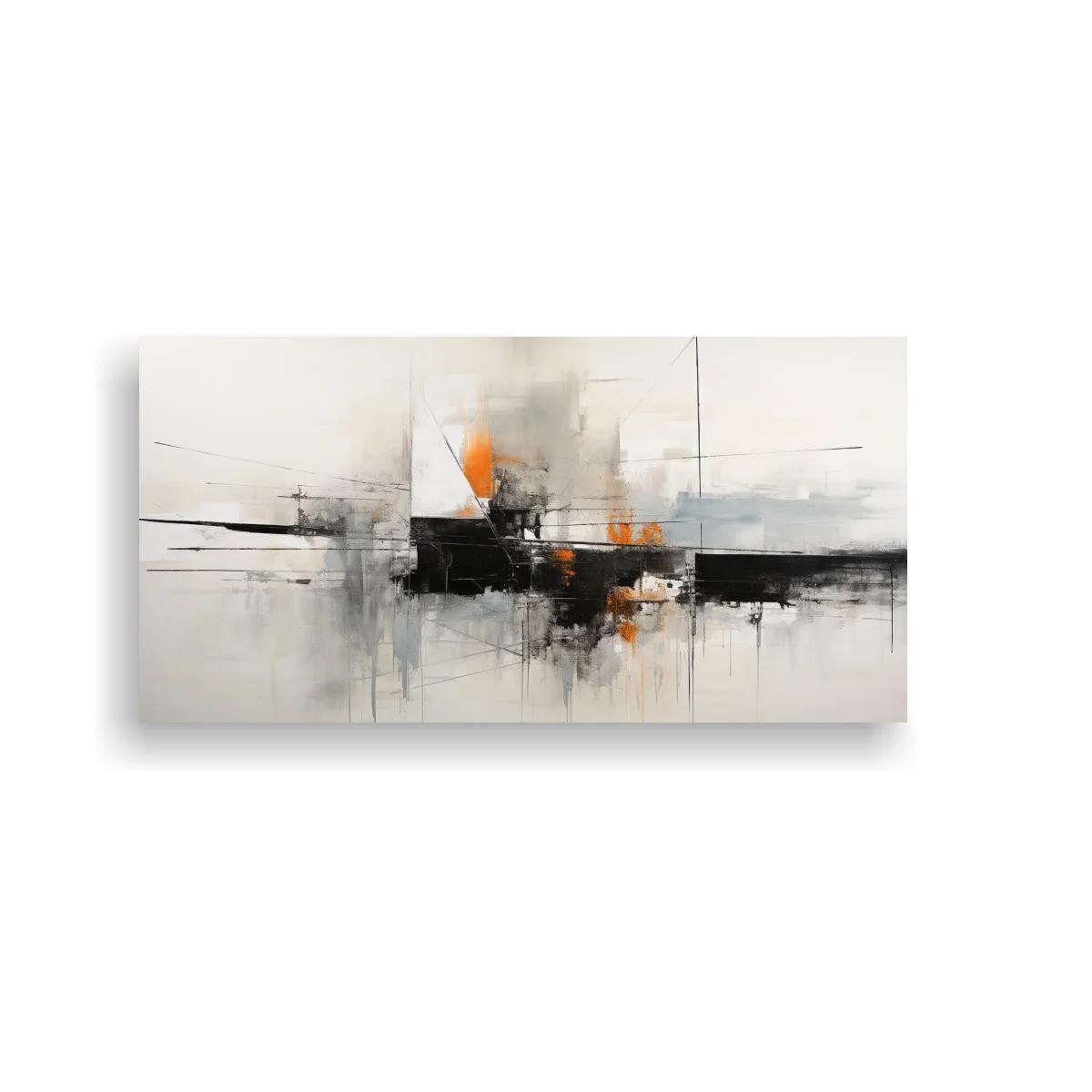Cuadro abstracto con trazos rectangulares y acentos naranjas — imagen principal