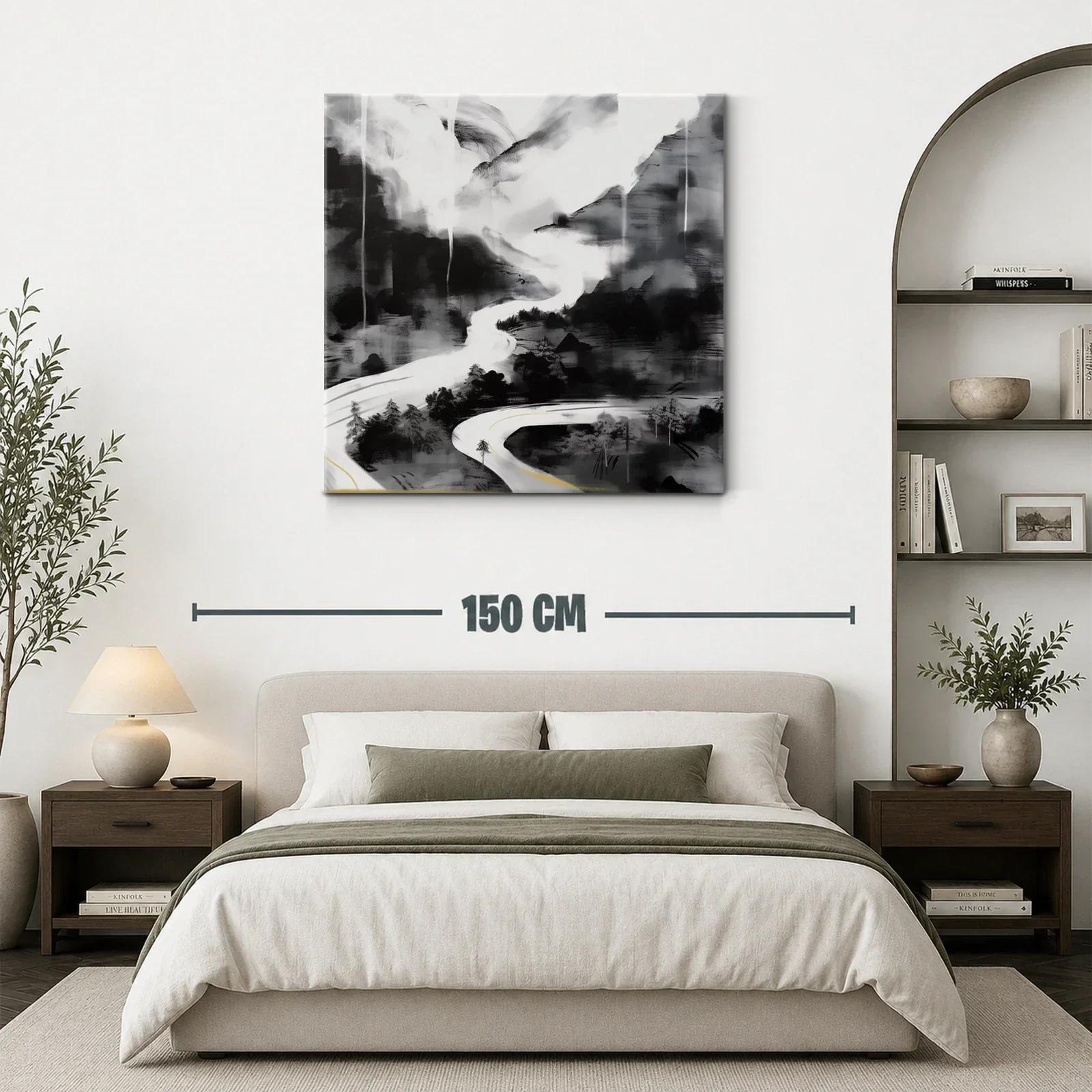 Paisaje abstracto en tonos grises con sinuoso camino — miniatura 3