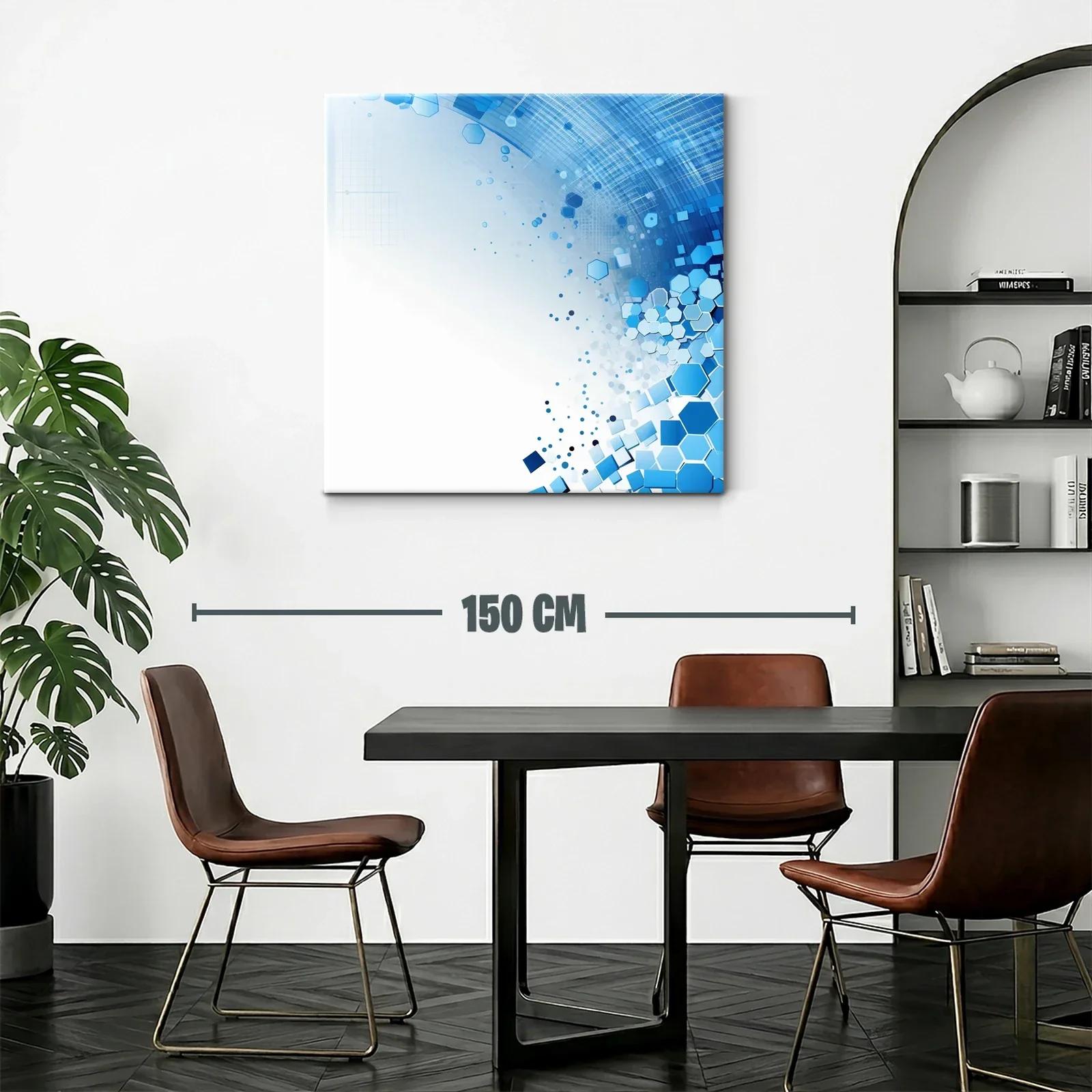 Composición dinámica de hexágonos azules en fondo blanco — miniatura 2