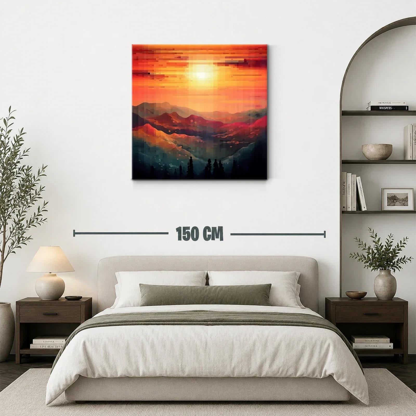 Paisaje de montaña con sol poniente en tonos cálidos — miniatura 3