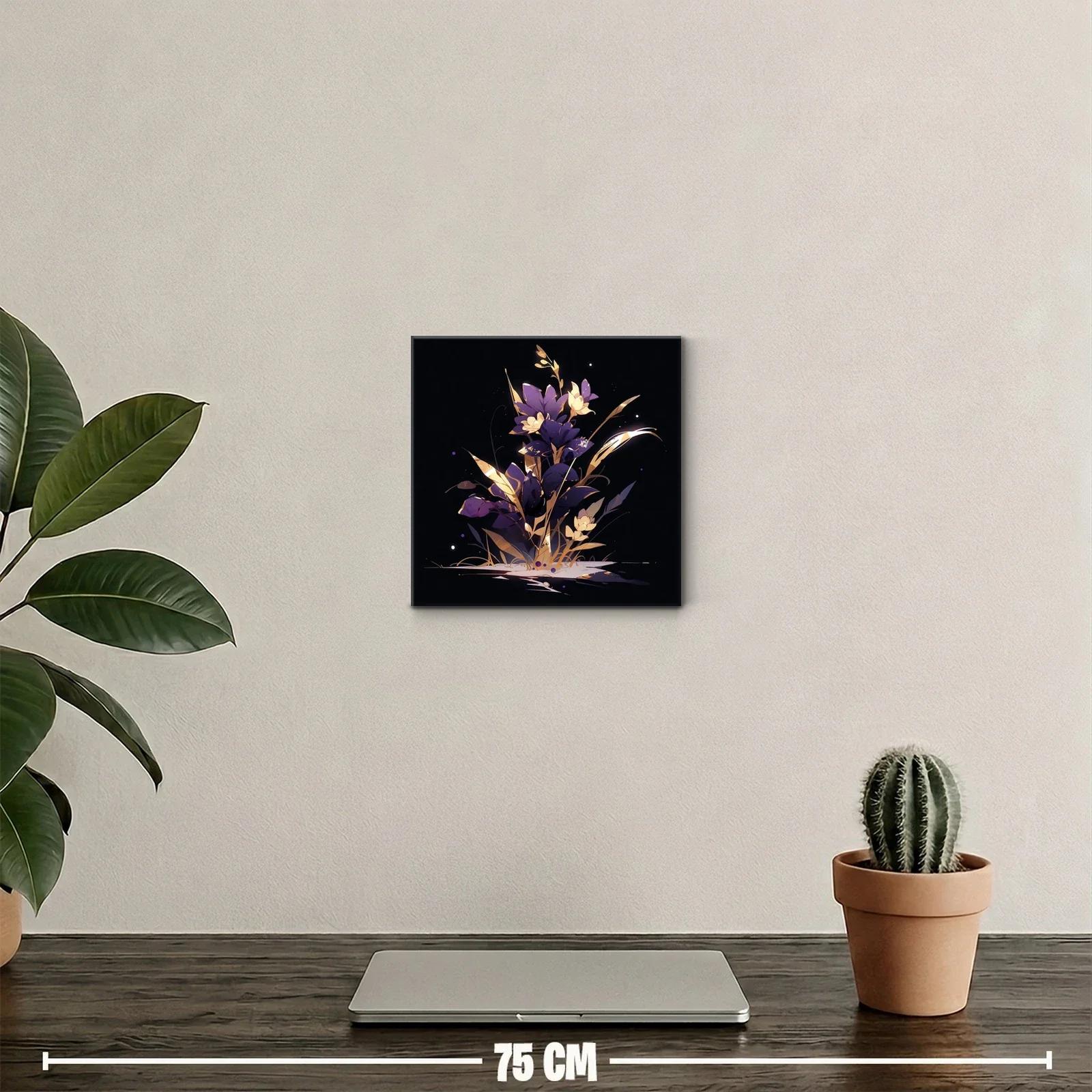 Ramo de flores violetas y doradas con contraste oscuro — miniatura 2