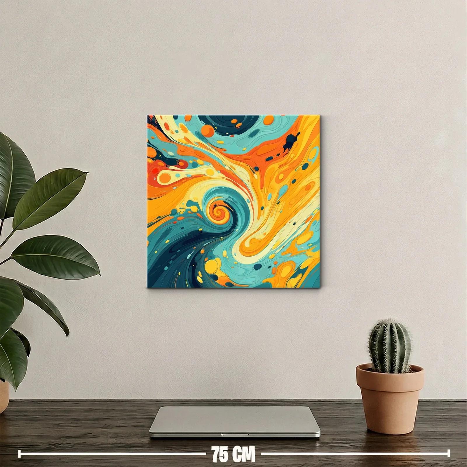 Composición abstracta en tonos cálidos y azules vibrantes — miniatura 2