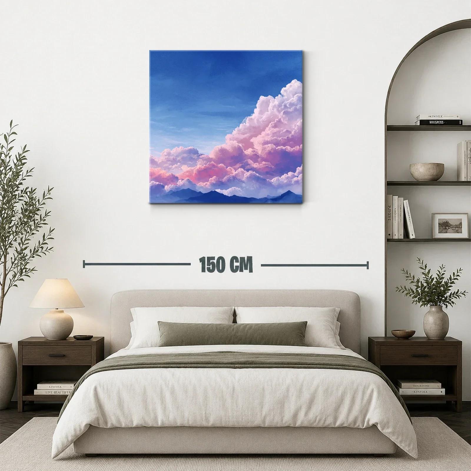 Cielo crepuscular con nubes rosas y montañas azuladas — miniatura 3