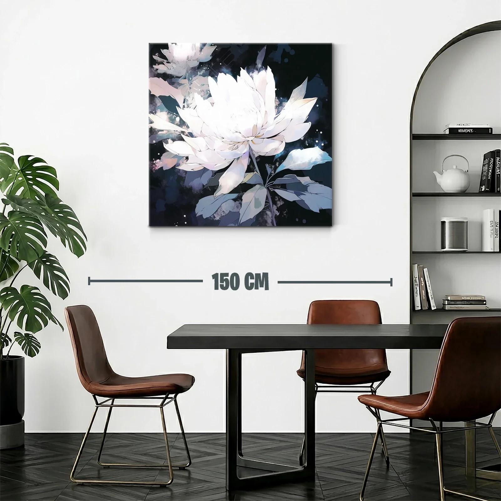Cuadro Floral Blanco con Fondo Oscuro y Detalles Elegantes — miniatura 2