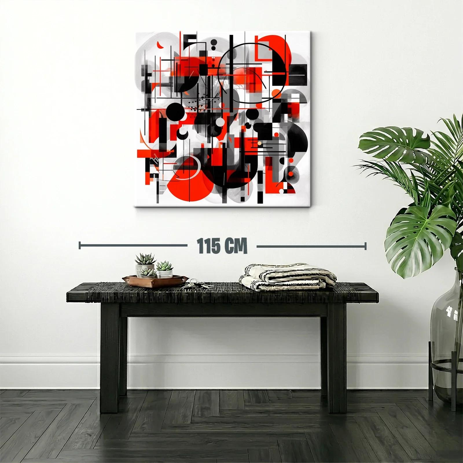 Composición geométrica en rojo negro y gris para espacios modernos — miniatura 2
