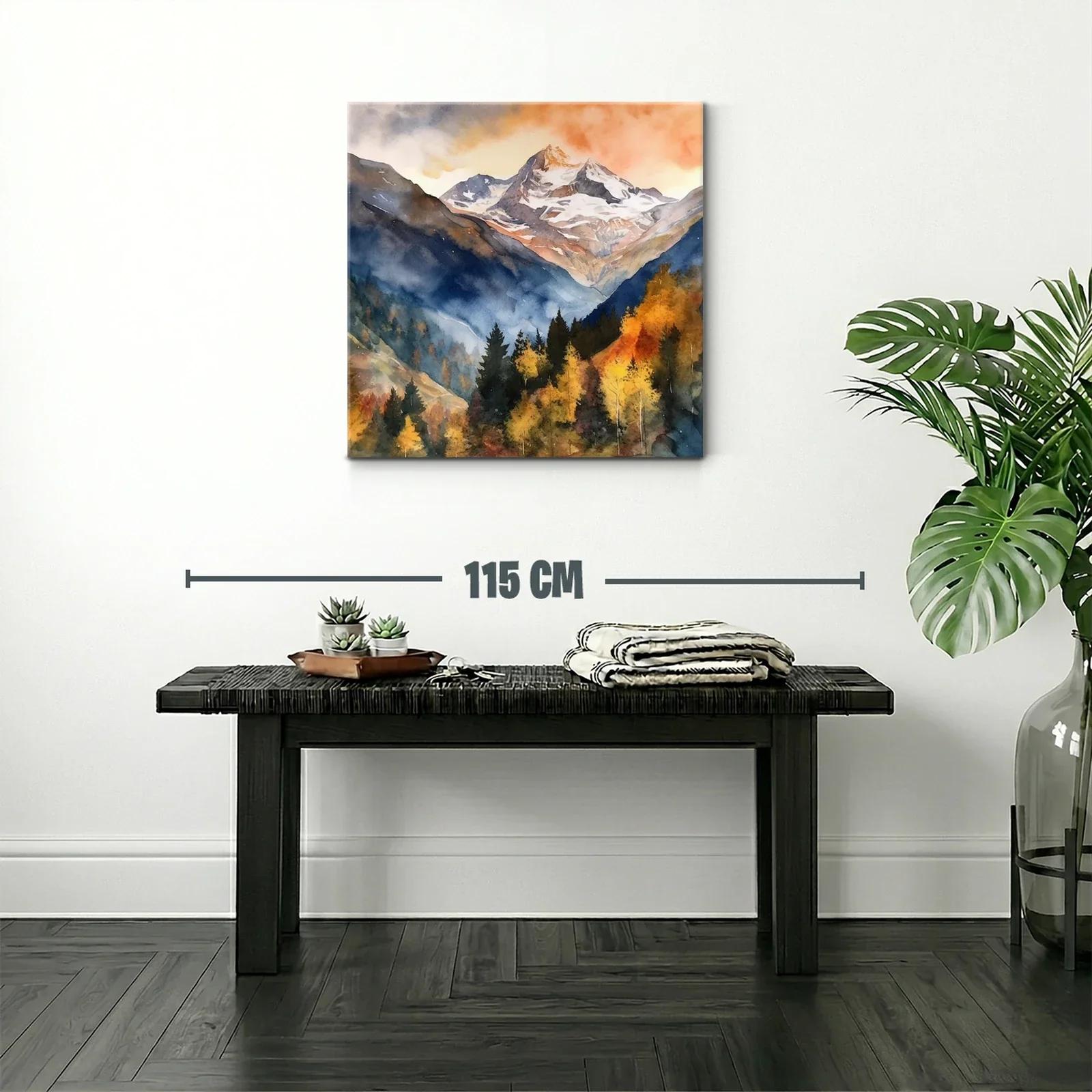 Paisaje montañoso con tonos otoñales y cielos cálidos — miniatura 2