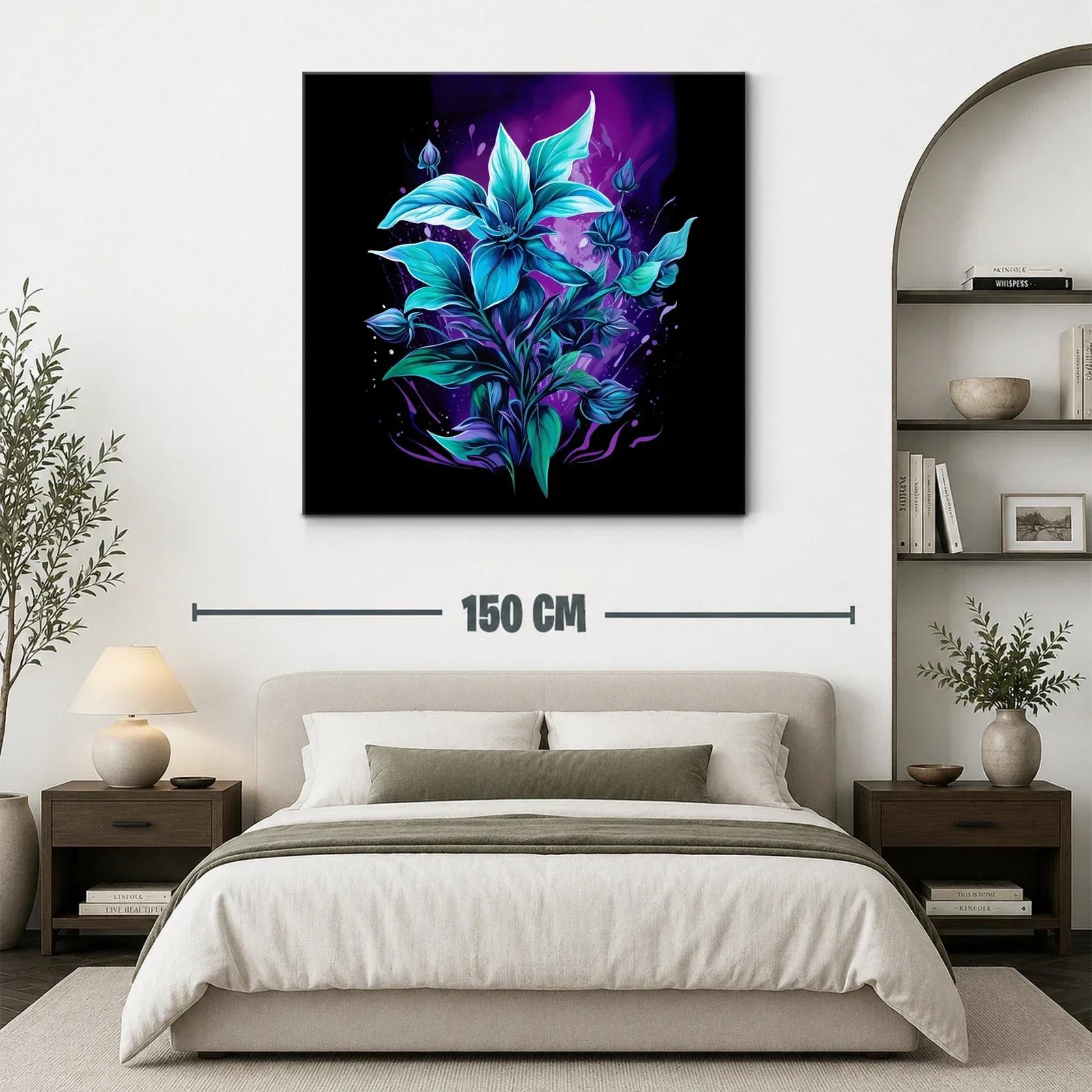 Flor azul vibrante sobre fondo púrpura oscuro — miniatura 3
