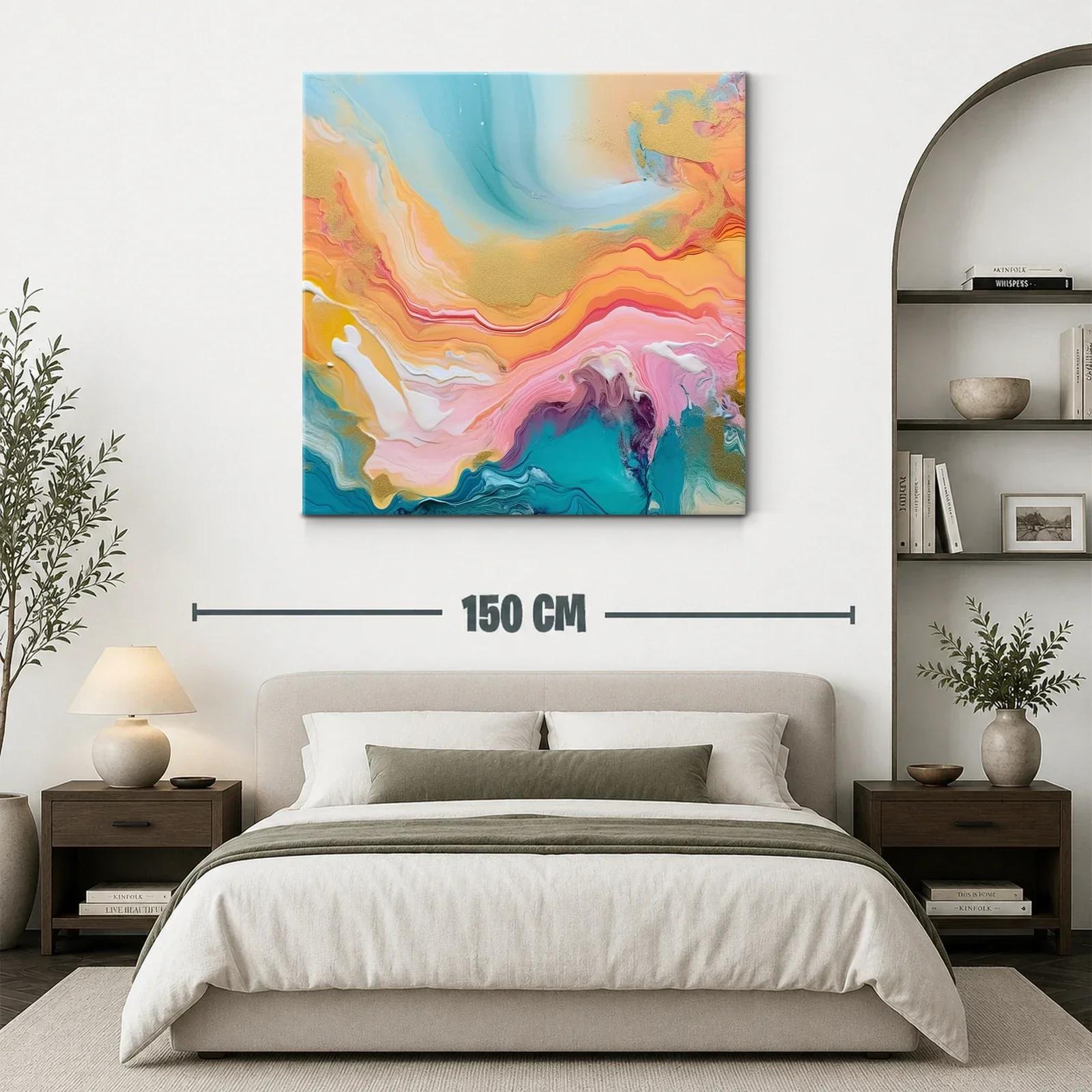 Cuadro abstracto fluido con tonos cálidos y vibrantes — miniatura 3