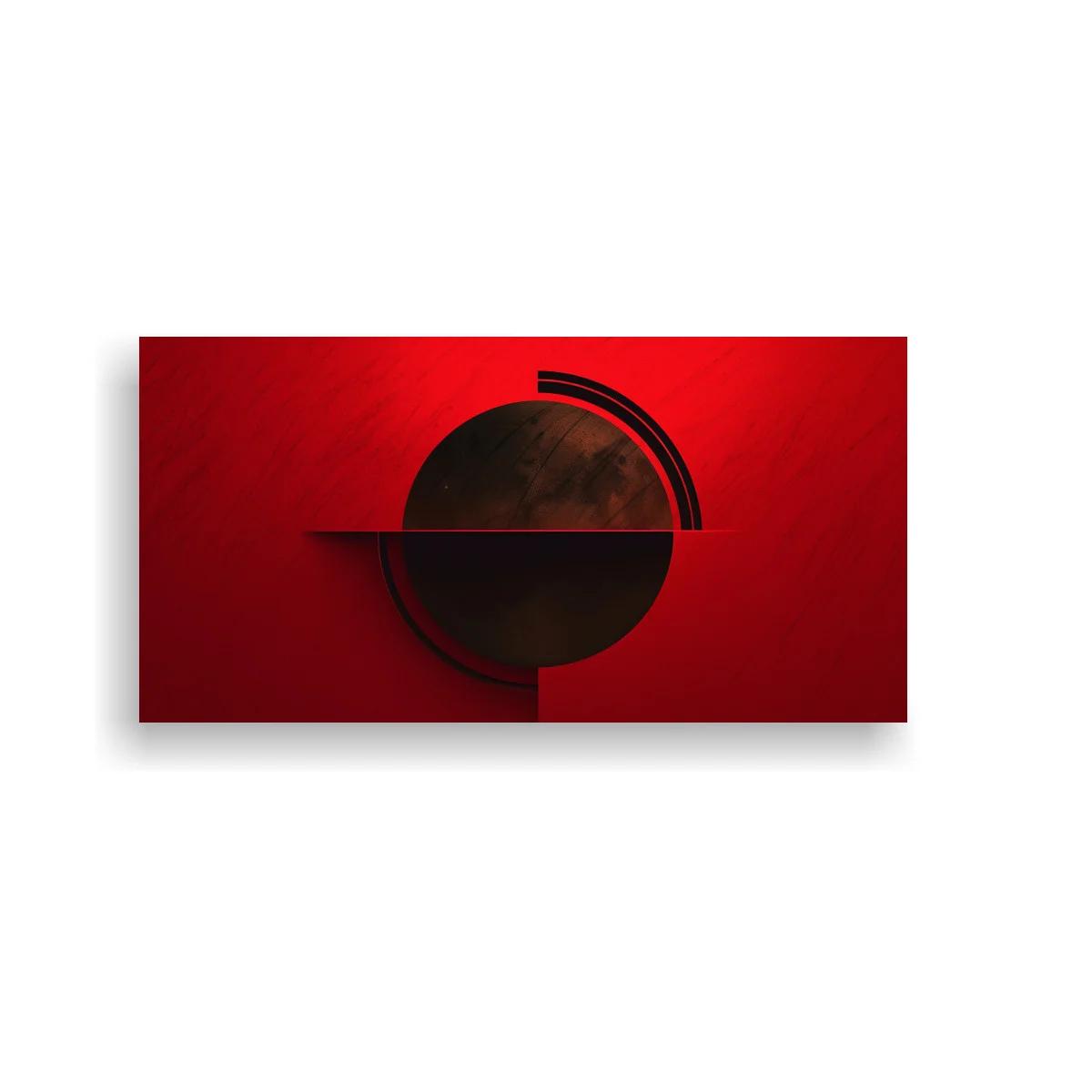 Cuadro círculo geométrico con arcos negros sobre rojo — imagen principal