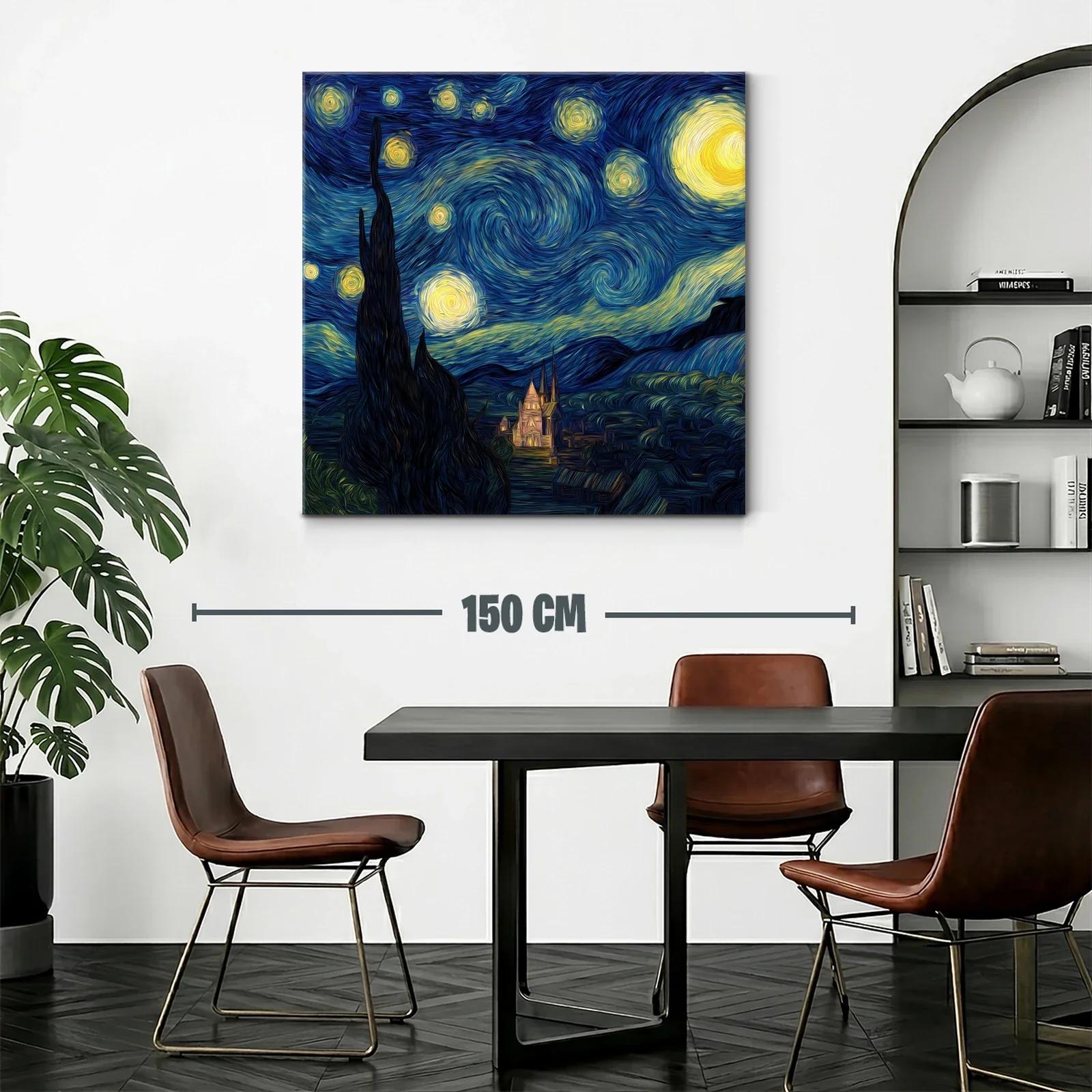 Cielo estrellado con remolinos en azul y amarillo — miniatura 2