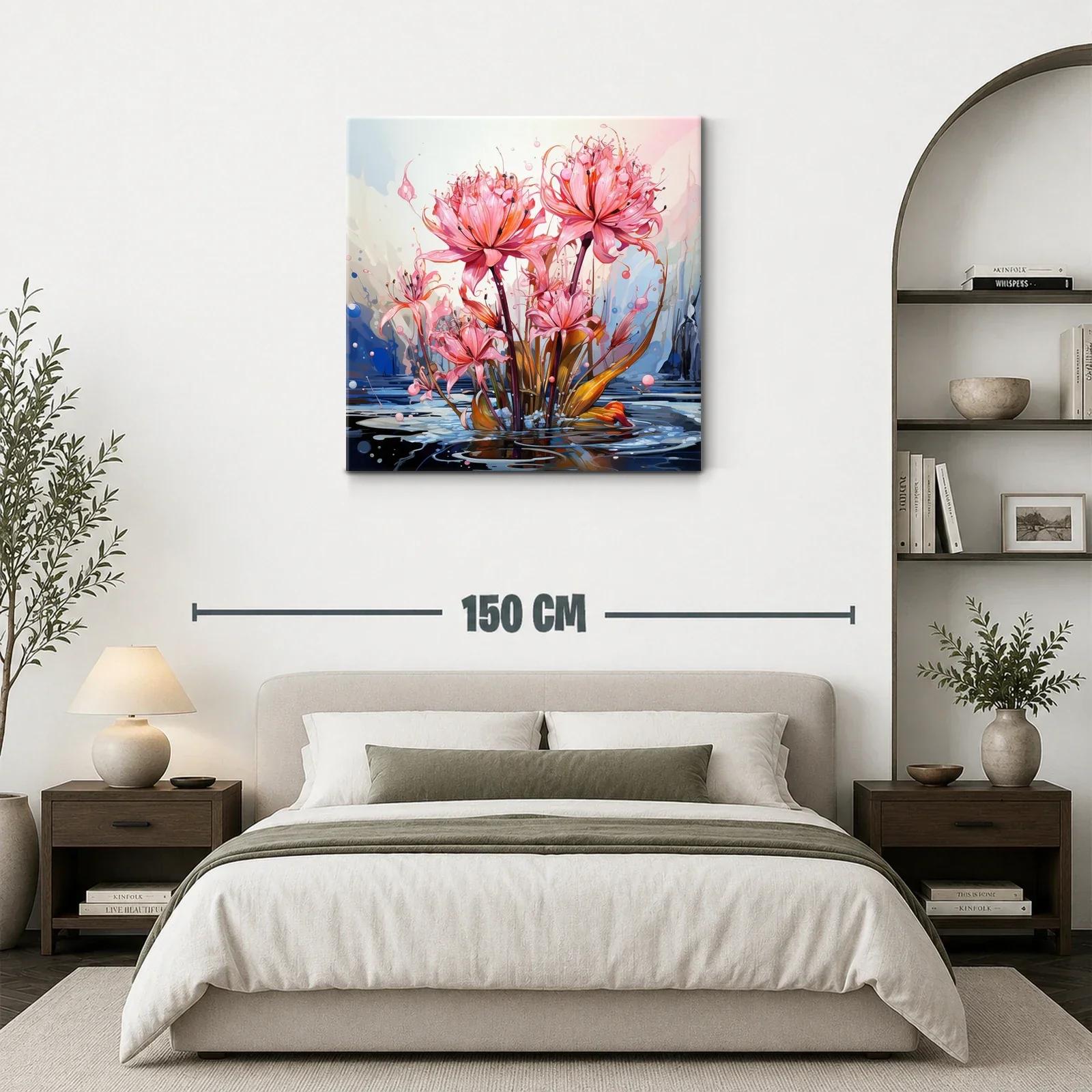 Flores exuberantes en tonos rosa sobre agua reflejada — miniatura 3