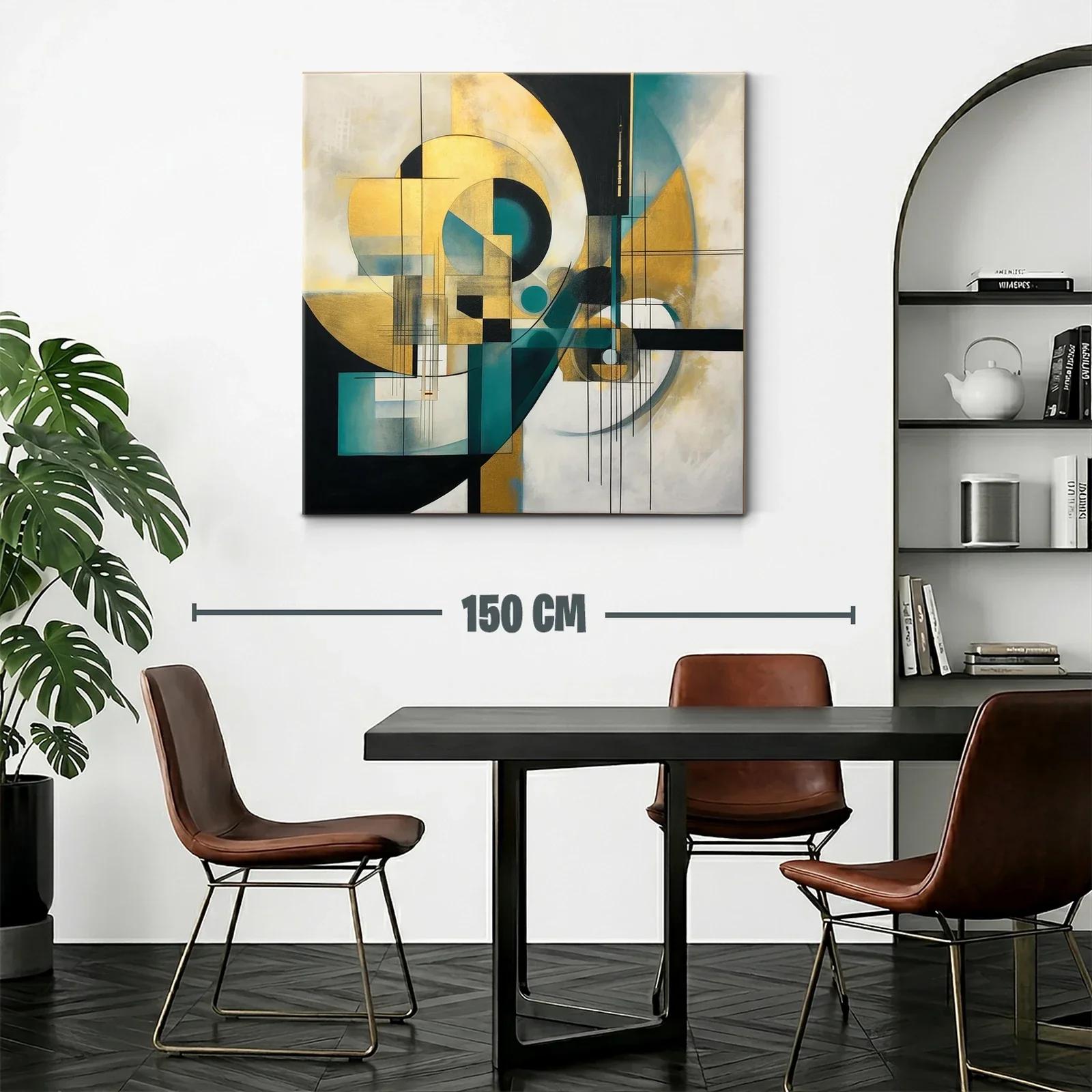 Composición abstracta en tonos oro y turquesa — miniatura 2