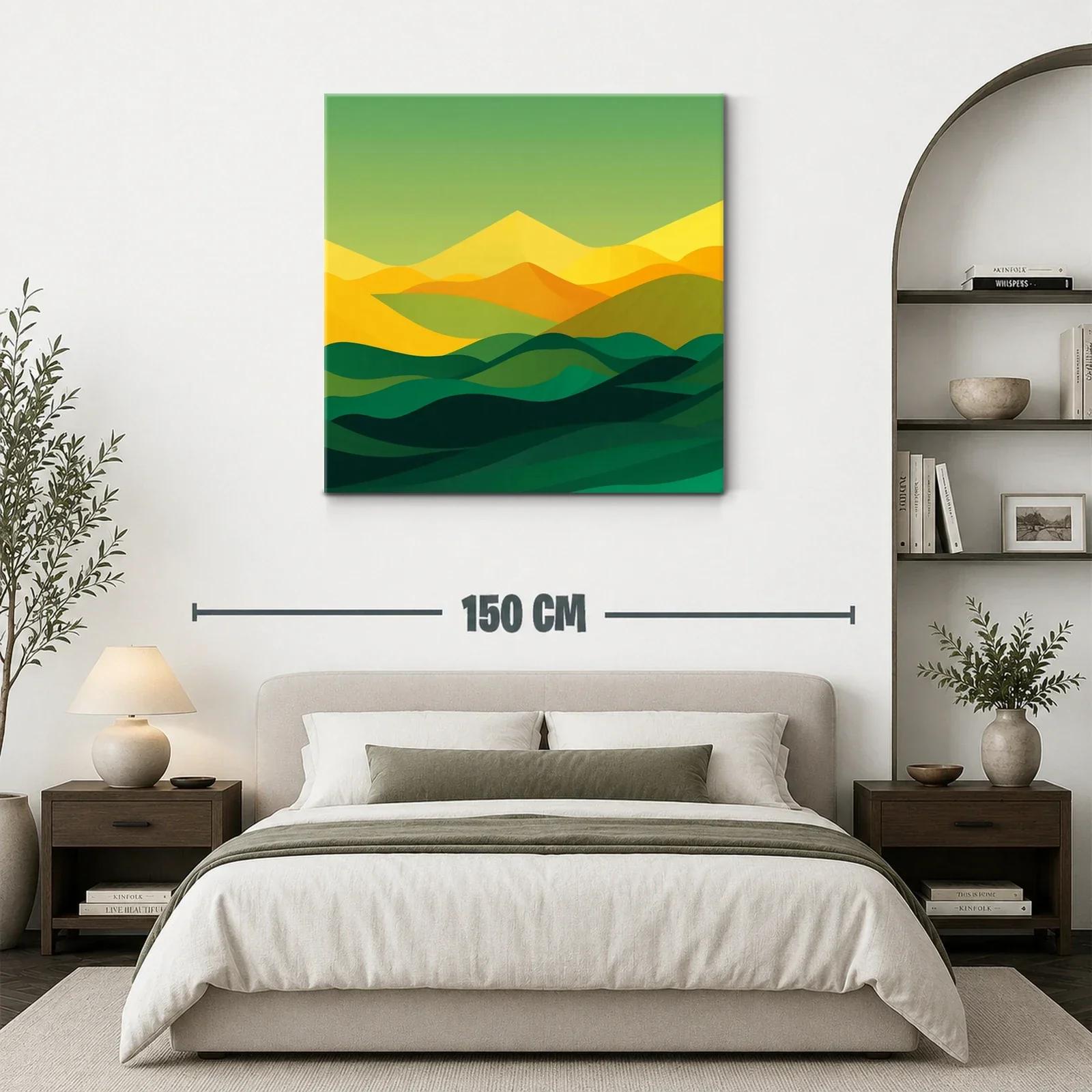 Paisaje abstracto en tonos verdes y amarillos cálidos — miniatura 3
