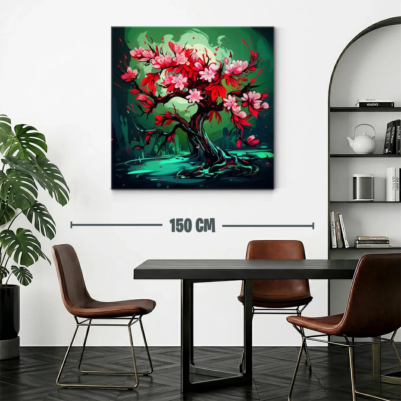 Árbol floreciente con vibrantes tonos rojos y verdes — miniatura 2