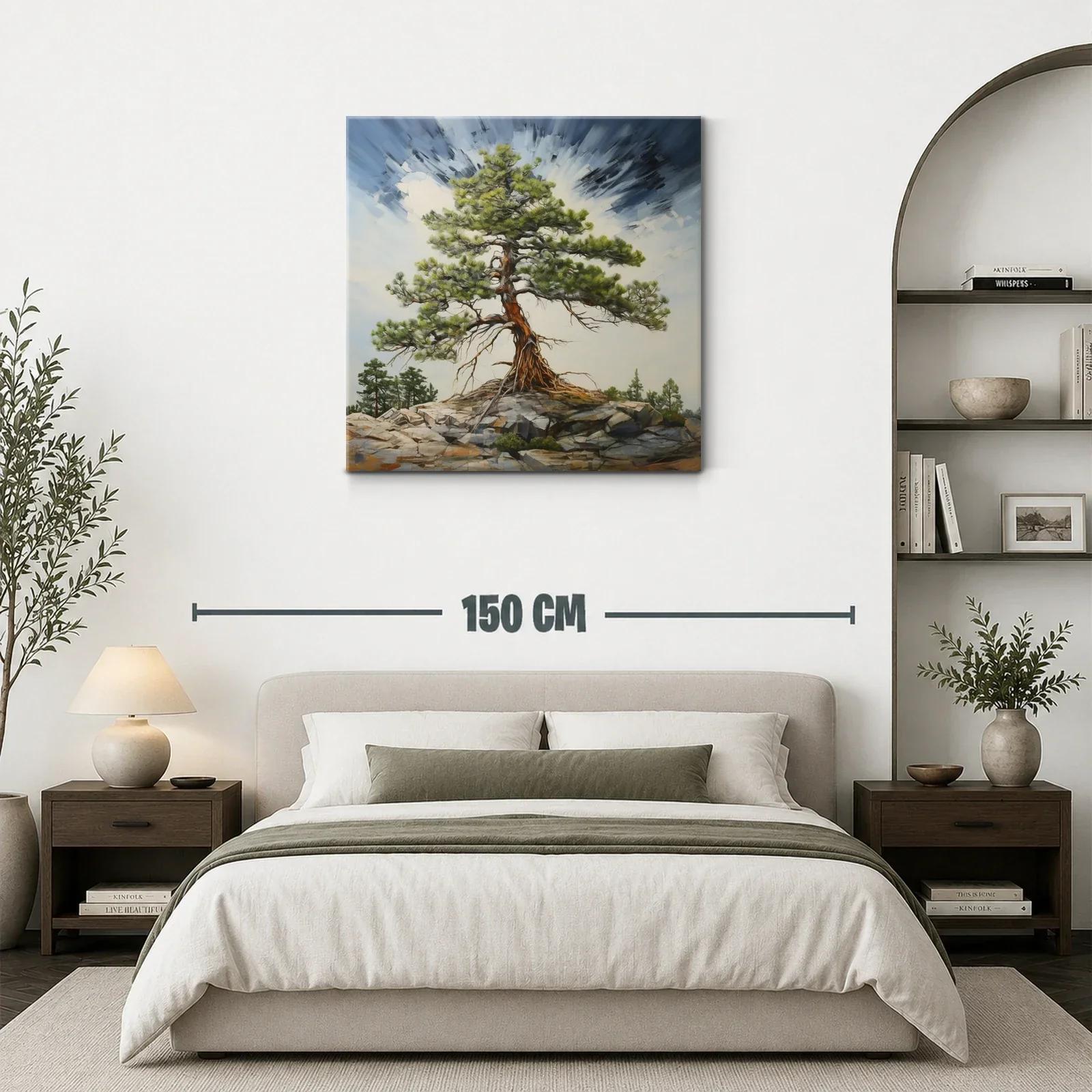 Árbol solitario en paisaje rocoso con explosión de luz — miniatura 3