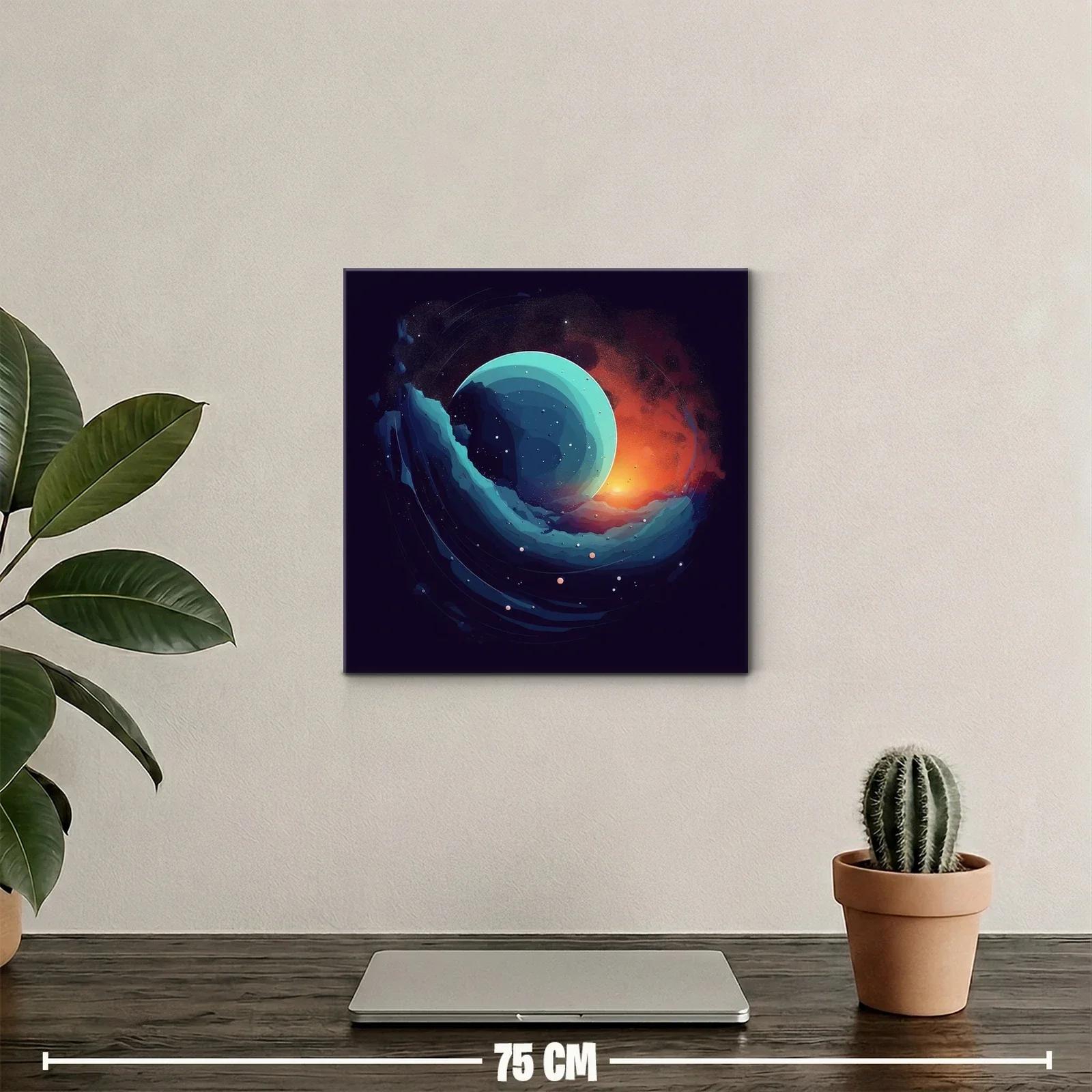 Composición abstracta con esfera celeste y luz cálida — miniatura 2