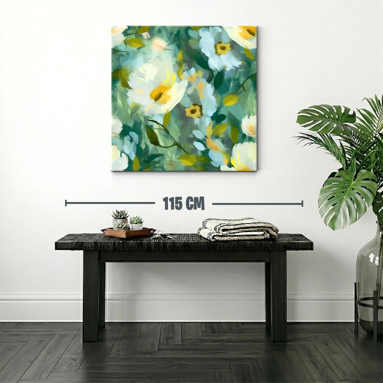 Cuadro floral con tonos verdes y amarillos vibrantes — miniatura 2
