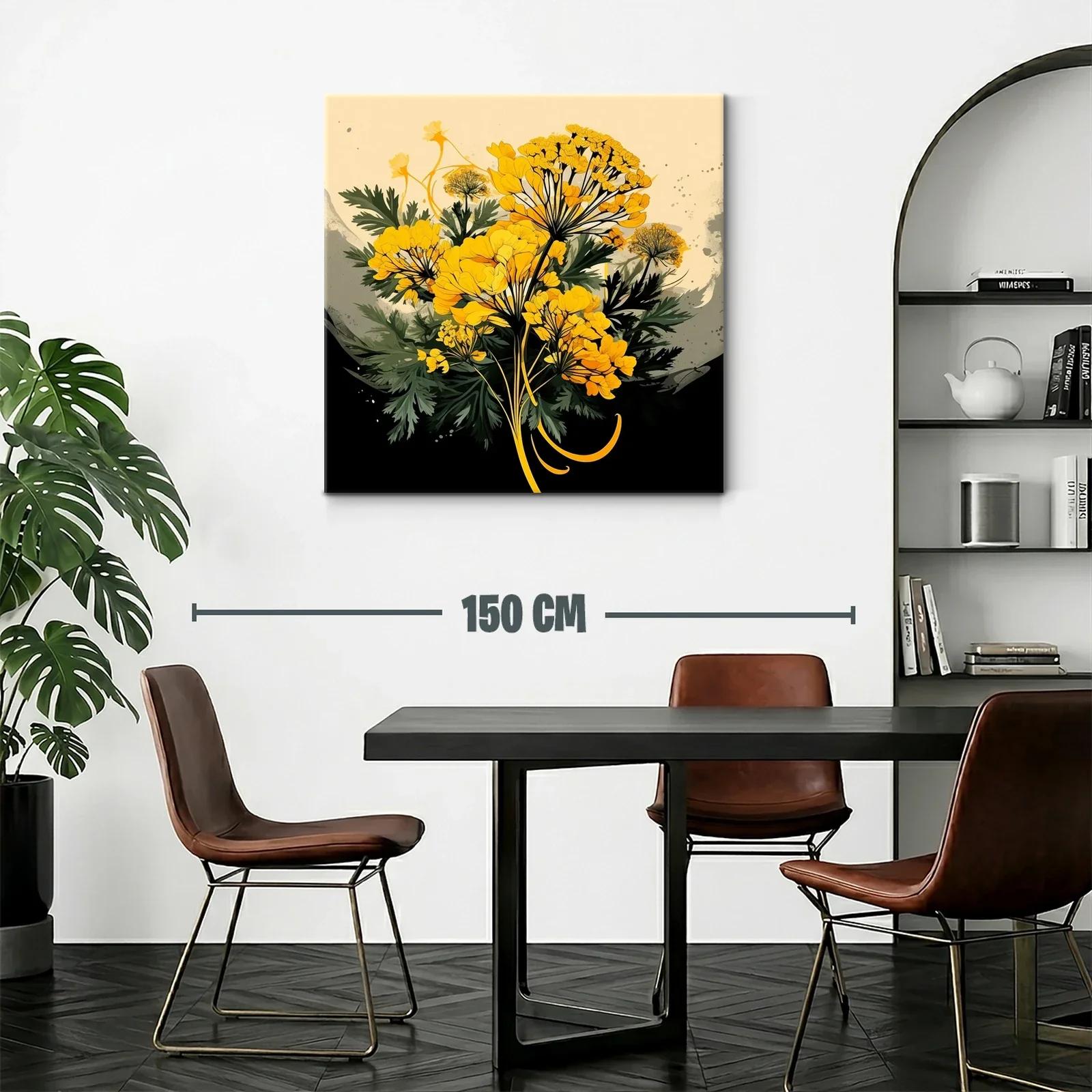 Cuadro con ramo de flores amarillas sobre fondo oscuro — miniatura 2