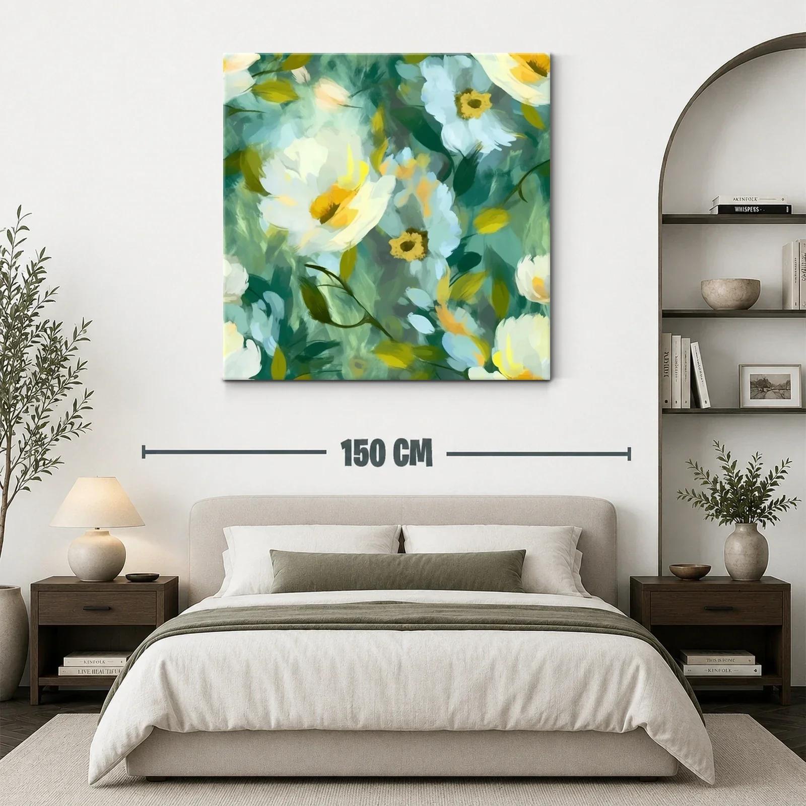 Cuadro floral con tonos verdes y amarillos vibrantes — miniatura 3