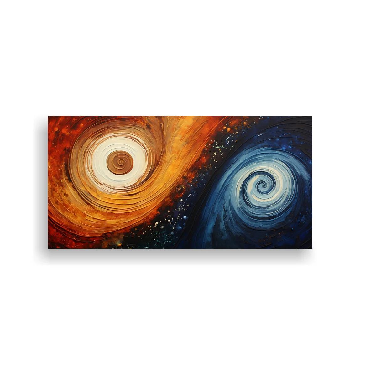 Cuadro dos galaxias espirales con contraste cálido y frío — imagen principal