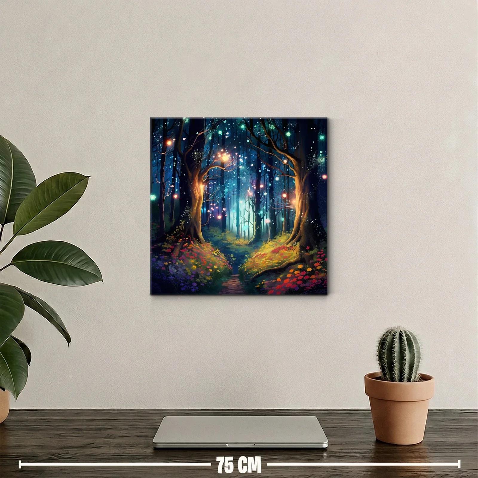 Bosque encantado con luces mágicas y flores vibrantes — miniatura 2