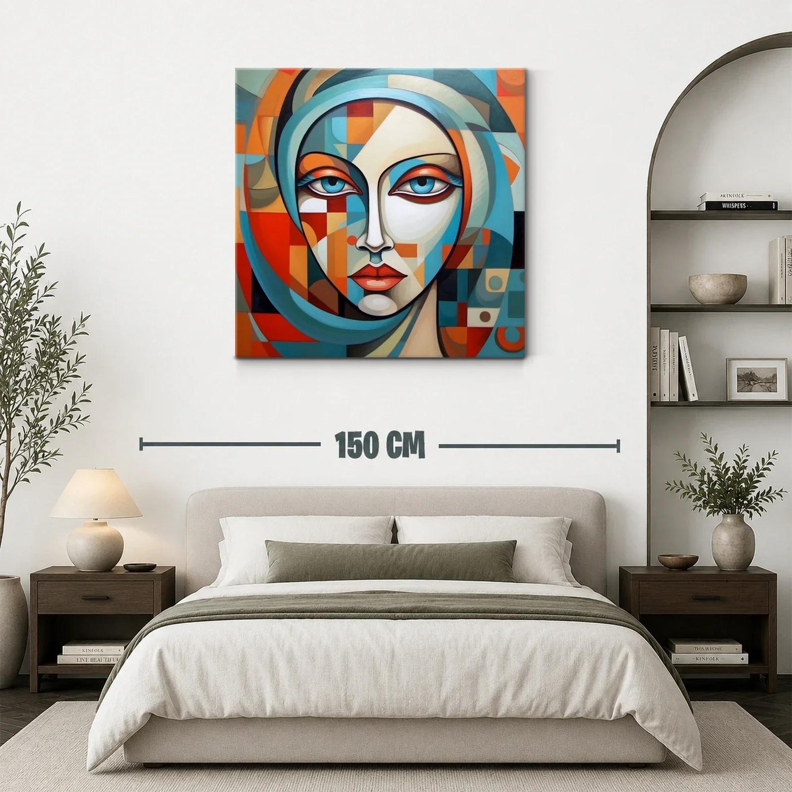 Rostro femenino geométrico con tonos vibrantes y suaves — miniatura 3