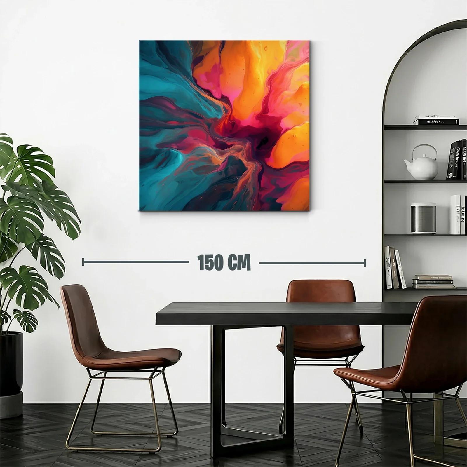 Cuadro abstracto con vibrantes tonos cálidos y fríos — miniatura 2