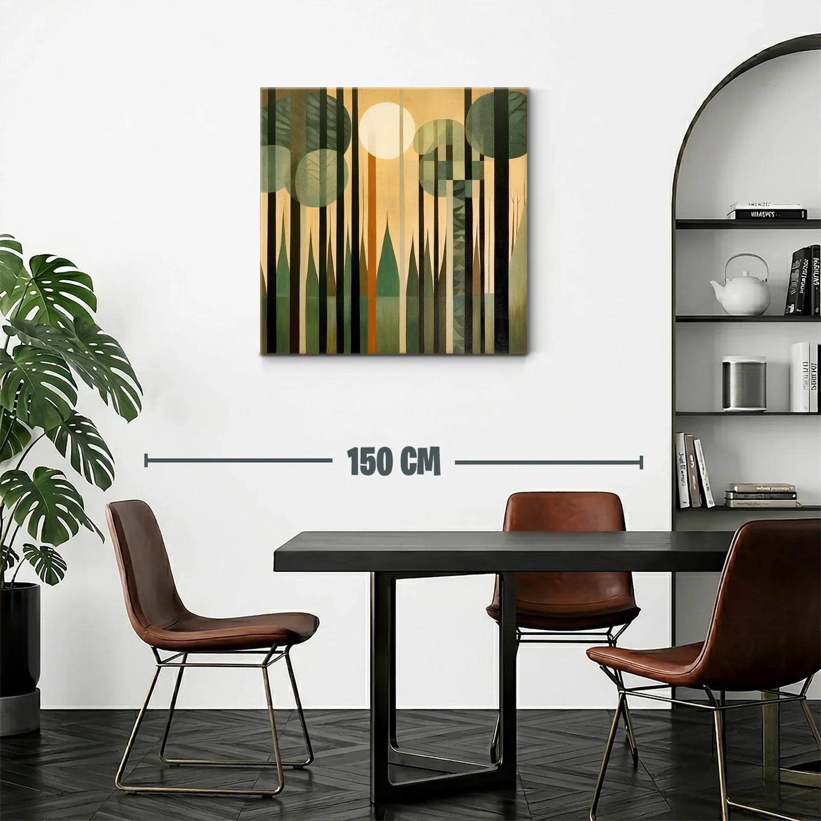 Bosque geométrico en tonos verdes y ocres cálidos — miniatura 2