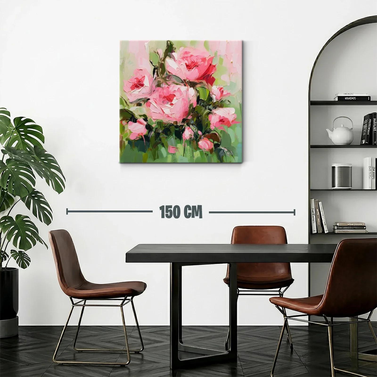 Cuadro florales en tonos rosas y verdes vibrantes — miniatura 2