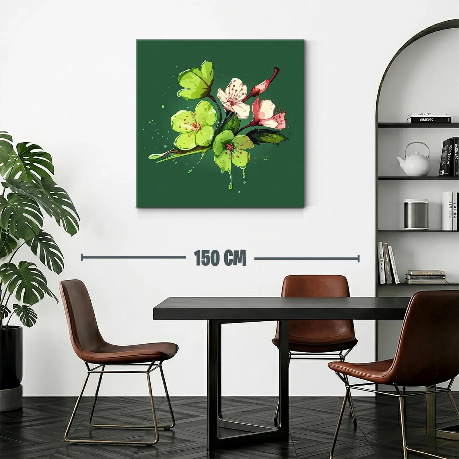 Flores delicadas con tonos verdes y rosados sobre fondo oscuro — miniatura 2