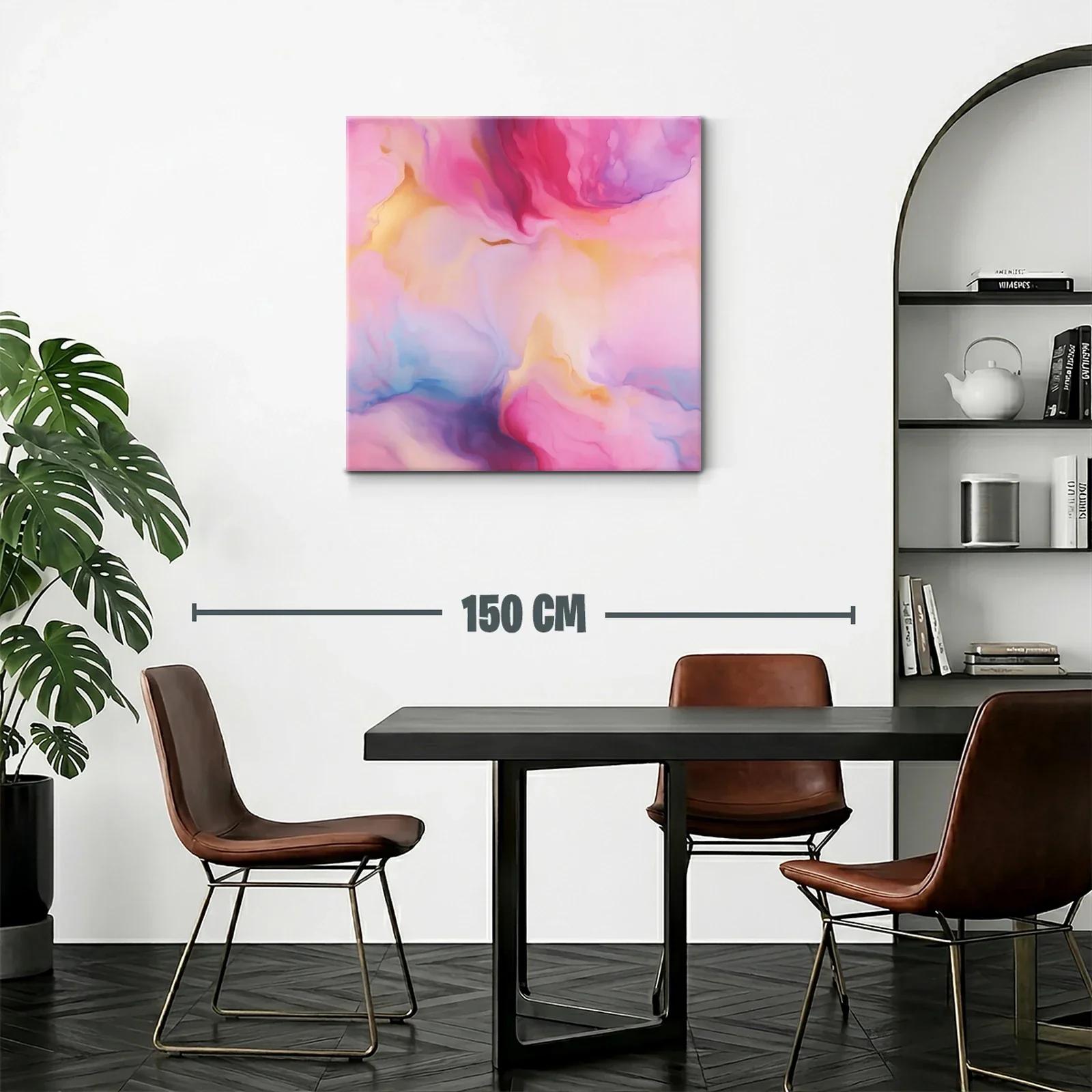 Cuadro abstracto con tonos rosas y dorados delicados — miniatura 2
