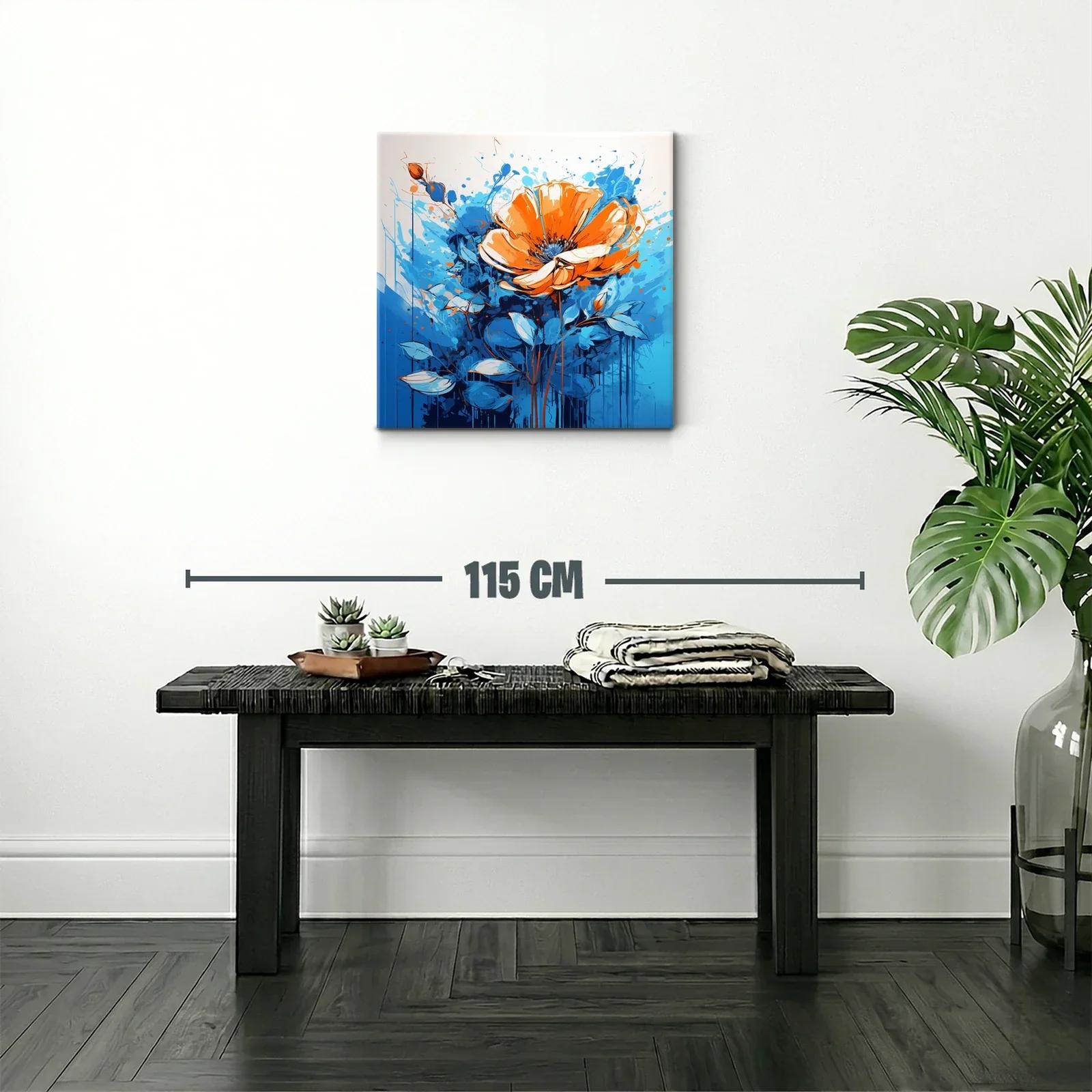 Flor vibrante en tonos naranjas y azules dinámicos — miniatura 2