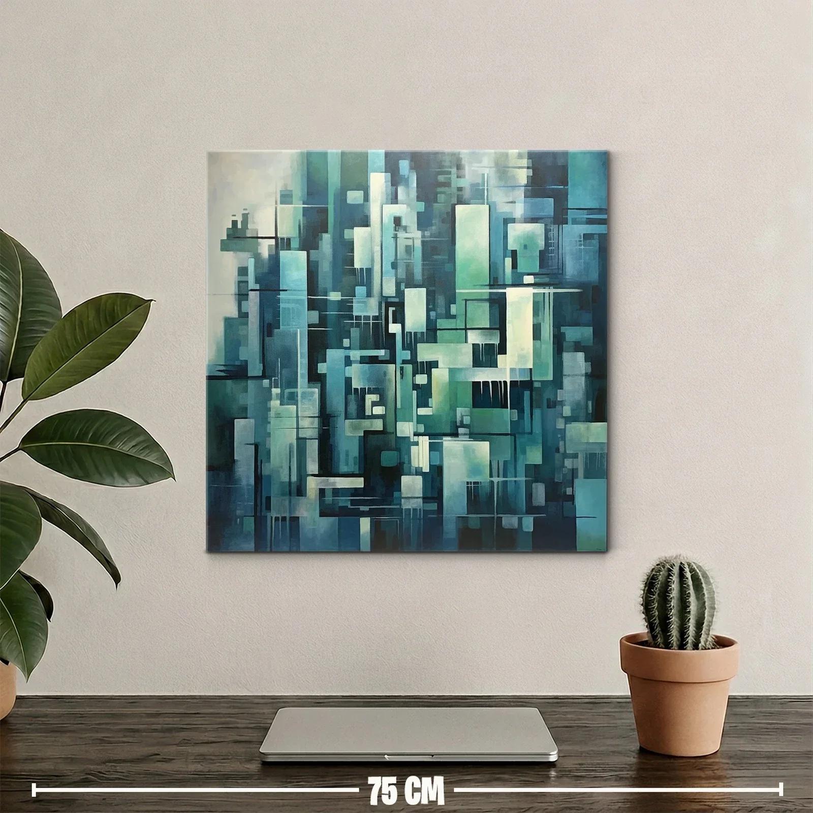 Composición abstracta geométrica en tonos azules y verdes — miniatura 2
